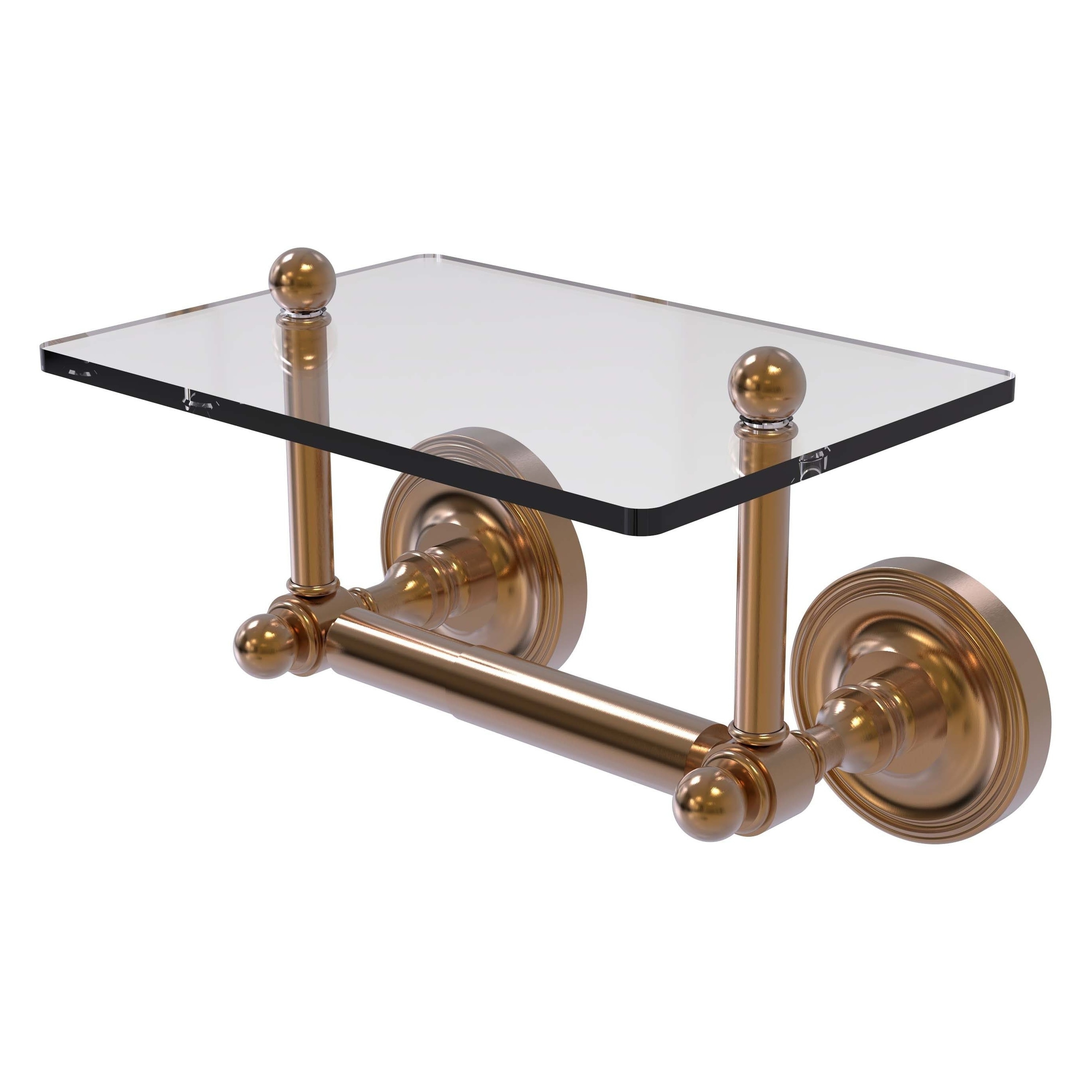 Allied Brass PR-GLT-24-BBR Prestige Regal Brushed Bronze Wall mount Double post Toilet Paper Holder 1 -Rolls with Storage
