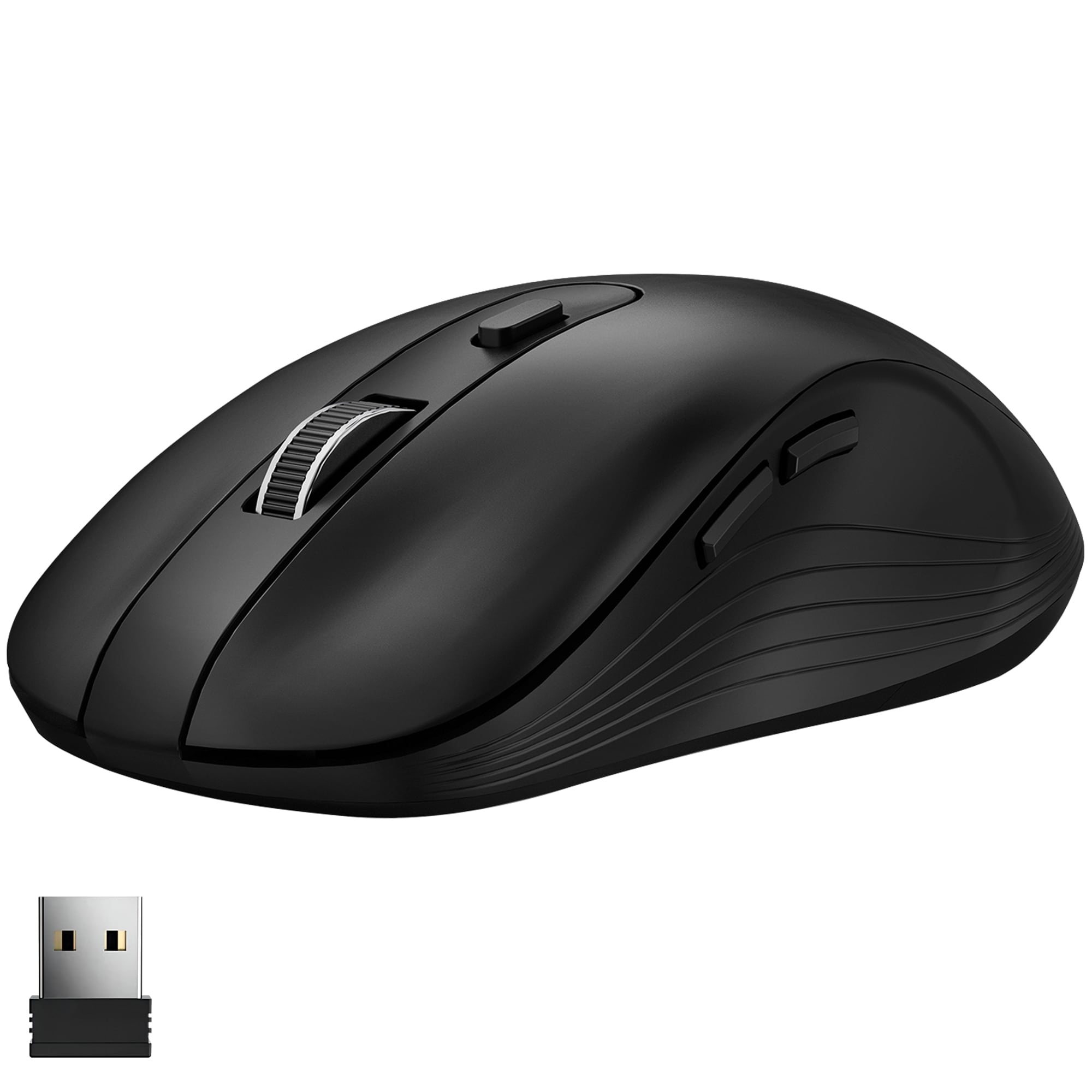 Delton  S8 Ergonomic Optical Wireless Mouse with 2.4G Auto Pair Dongle Black