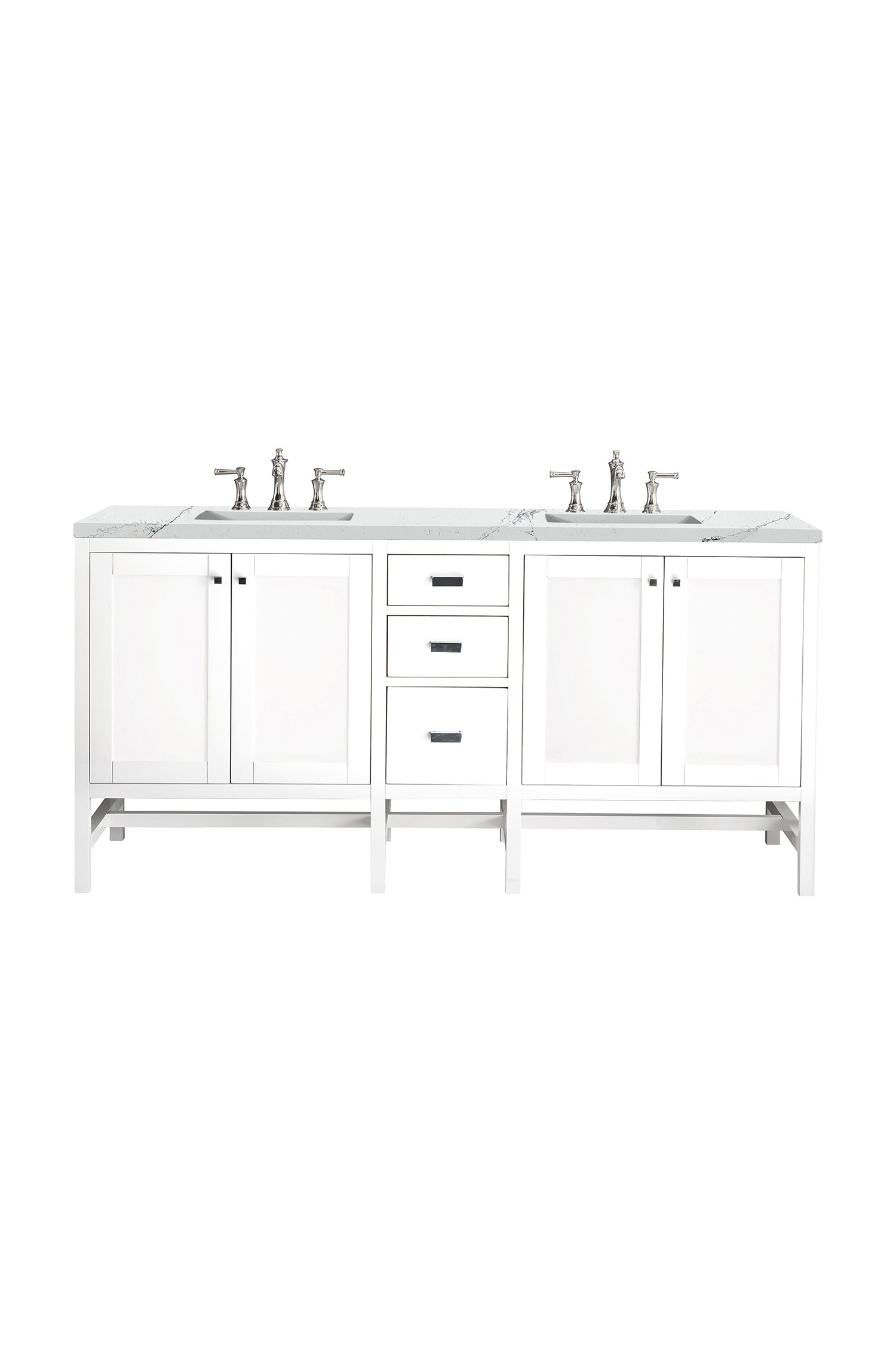 James Martin Vanities E444-V72-GW-3ENC Addison 72-in Glossy White Undermount Double sink Floating Bathroom Vanity with Ethereal Noctis Quartz Top