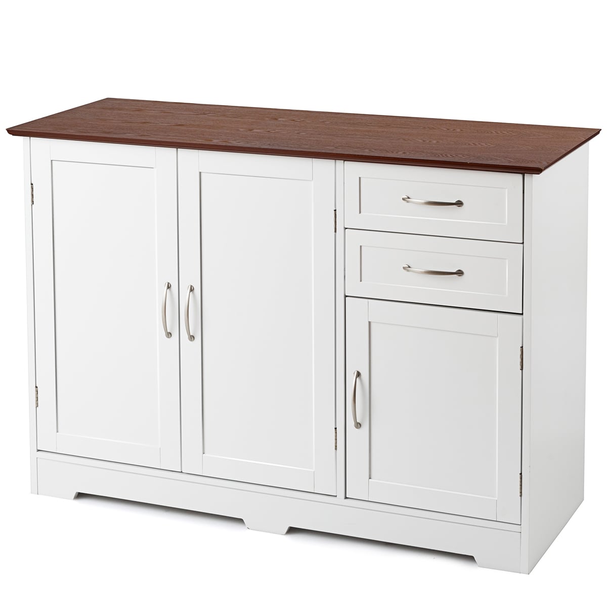 Costway Bathroom Floor Cabinet Side Storage Cabinet with 3 Drawers and 1  Cupboard Grey