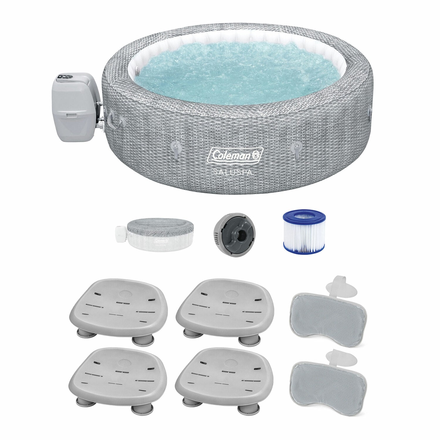 Bestway 396434 SaluSpa 180 Jet 7 -Person Inflatable Round Hot Tub (Cover Included)