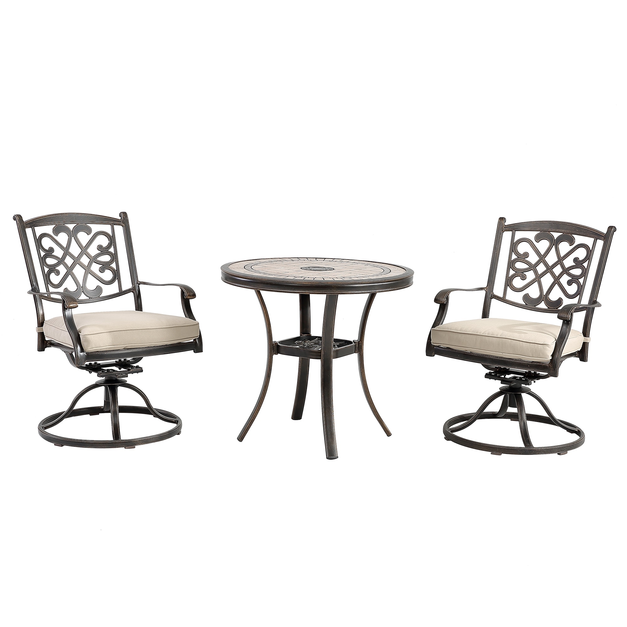 CASAINC BY-W41924211 Set of 2 White Aluminum Frame Swivel Dining Chair with White Cushioned Seat