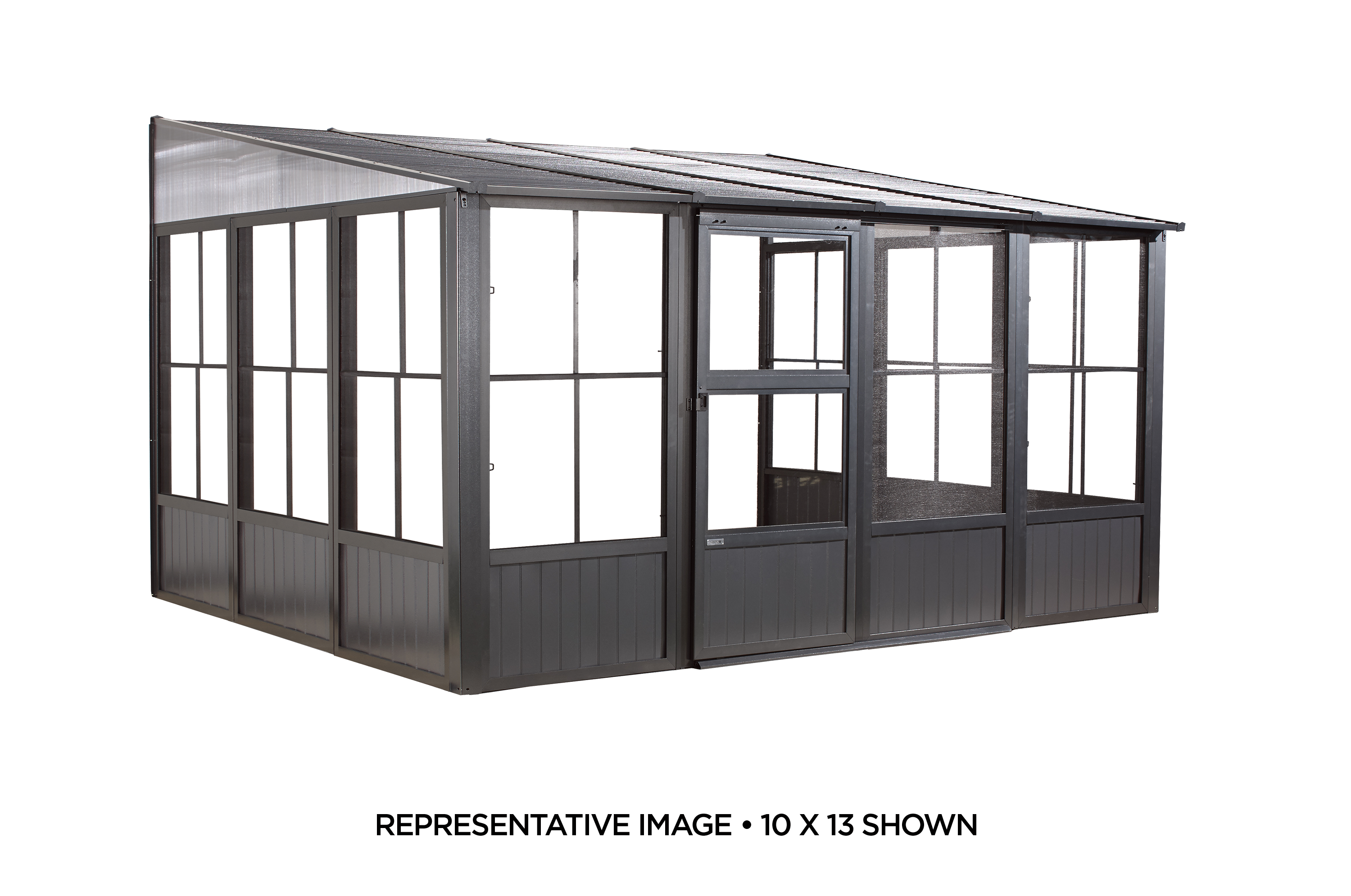 Sojag 440-9164985 10-ft x 10-ft Dark Grey Square Solarium with Hardtop Roof