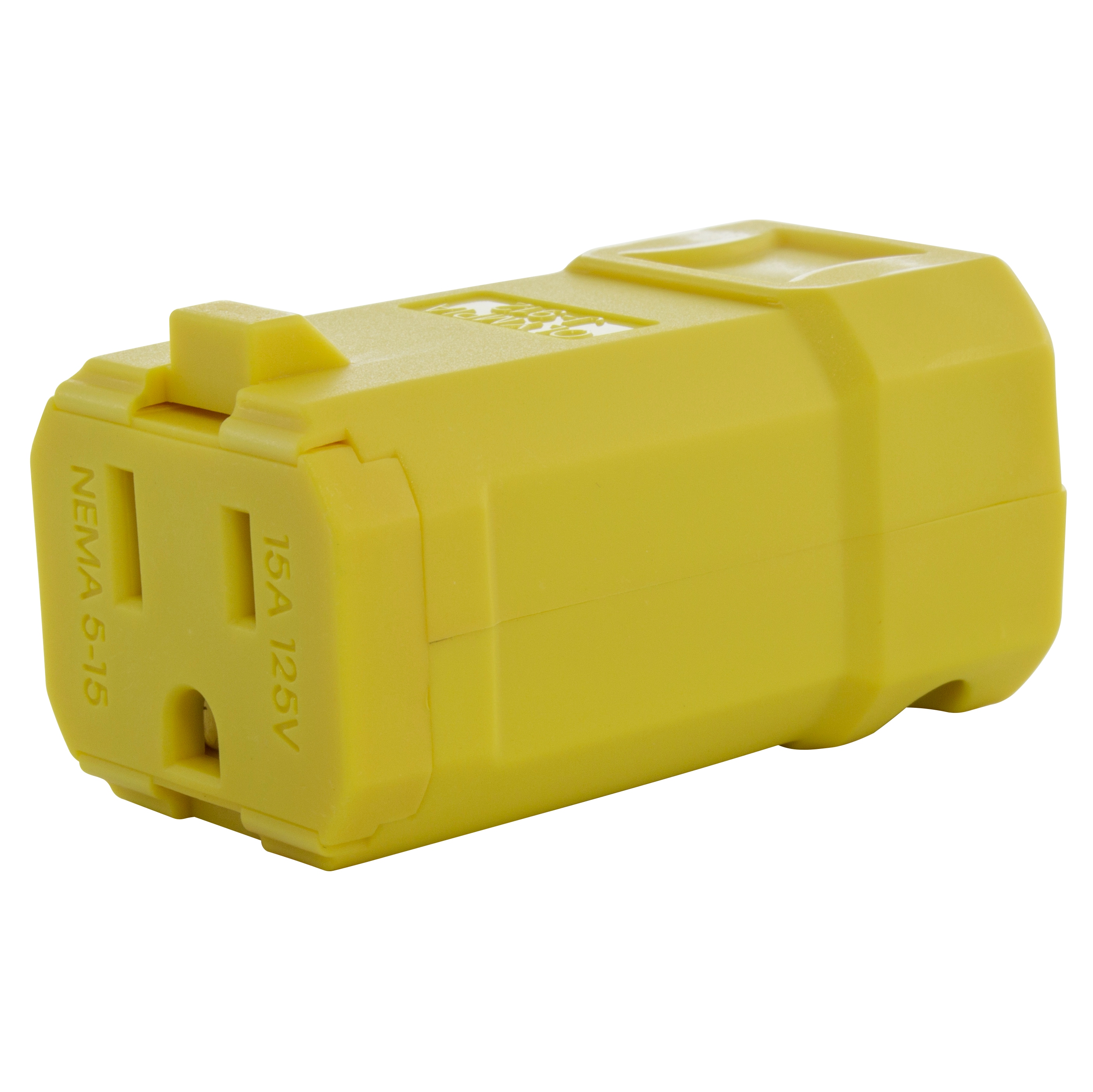 AC WORKS ASQ515R-YW AC Connectors 15-Amp 125-Volt NEMA 5-15r 3-wire Grounding Light-duty Straight Connector, Yellow