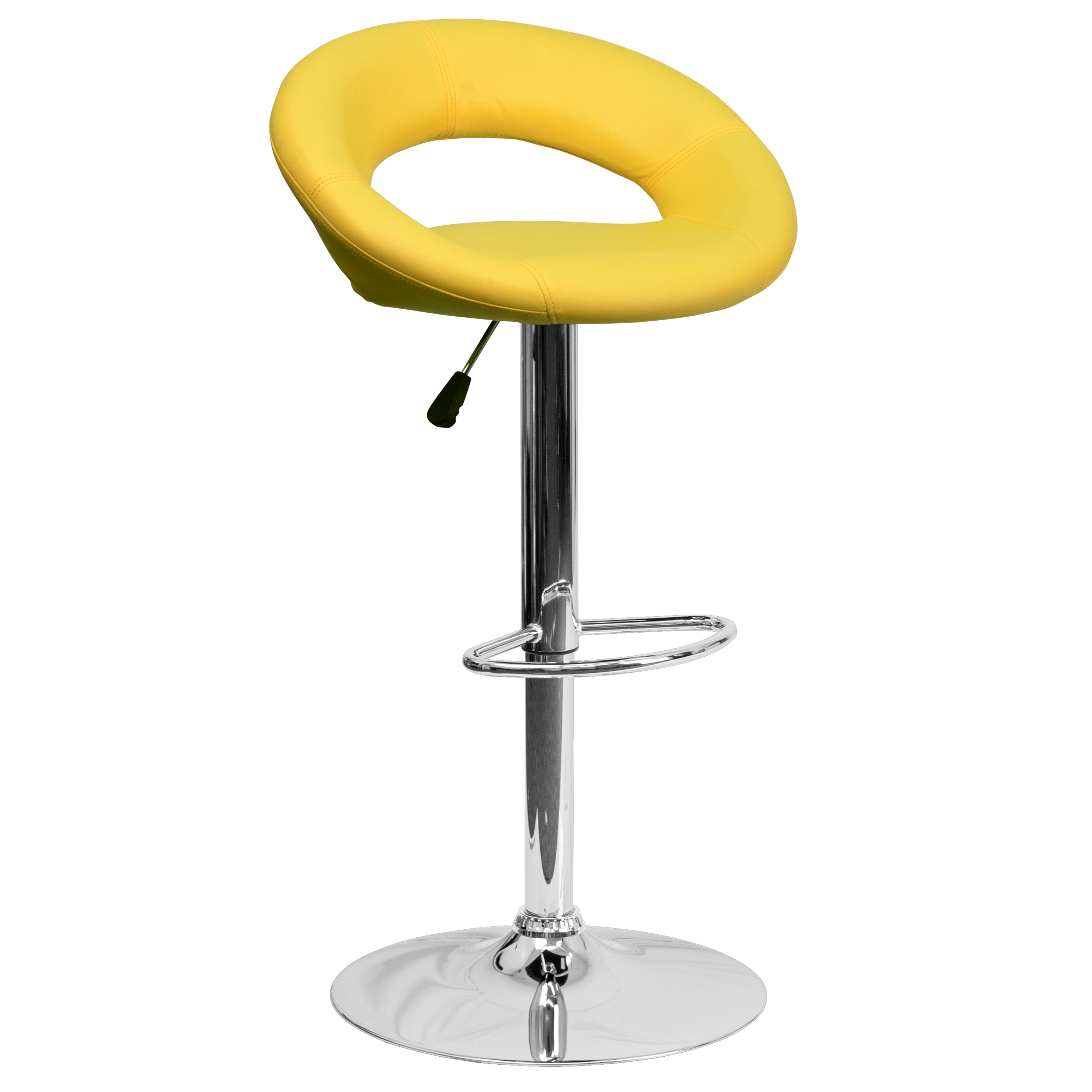 Flash Furniture 847254016827 Yellow 24.0-Inches H Adjustable Height Counter height Round seat Upholstered Swivel Metal Bar Stool and Back
