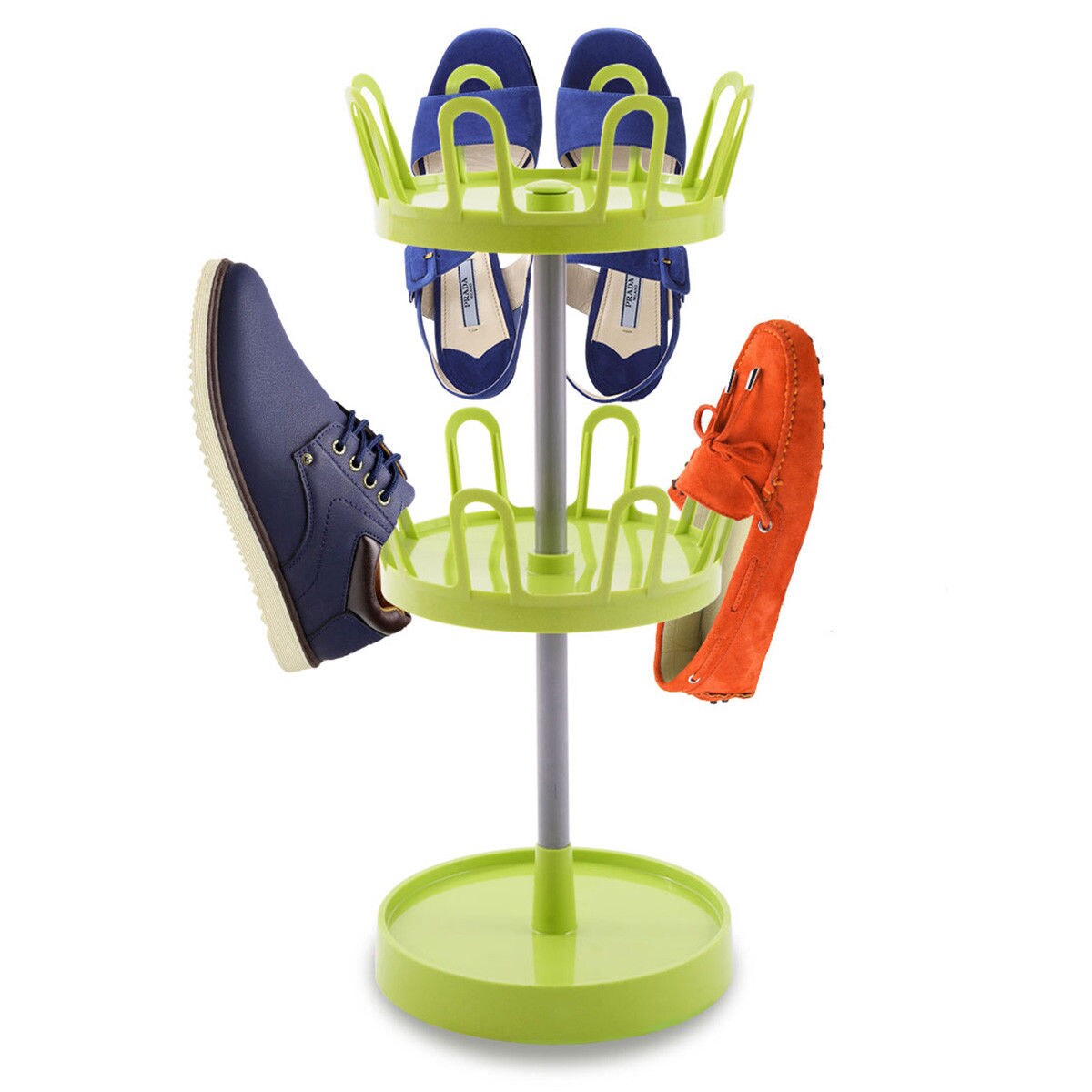 Goplus HW54106 28.7-in H 2 Tier 8 Pair Green Metal Shoe Tree Tower