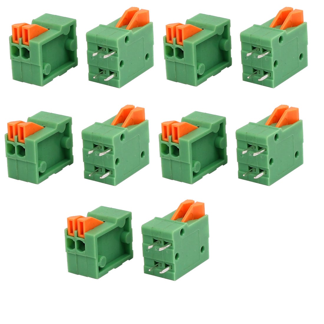 Unique Bargains 10pcs KF141V 150V 2A 2.54mm Pitch 2P Green Spring Terminal Block