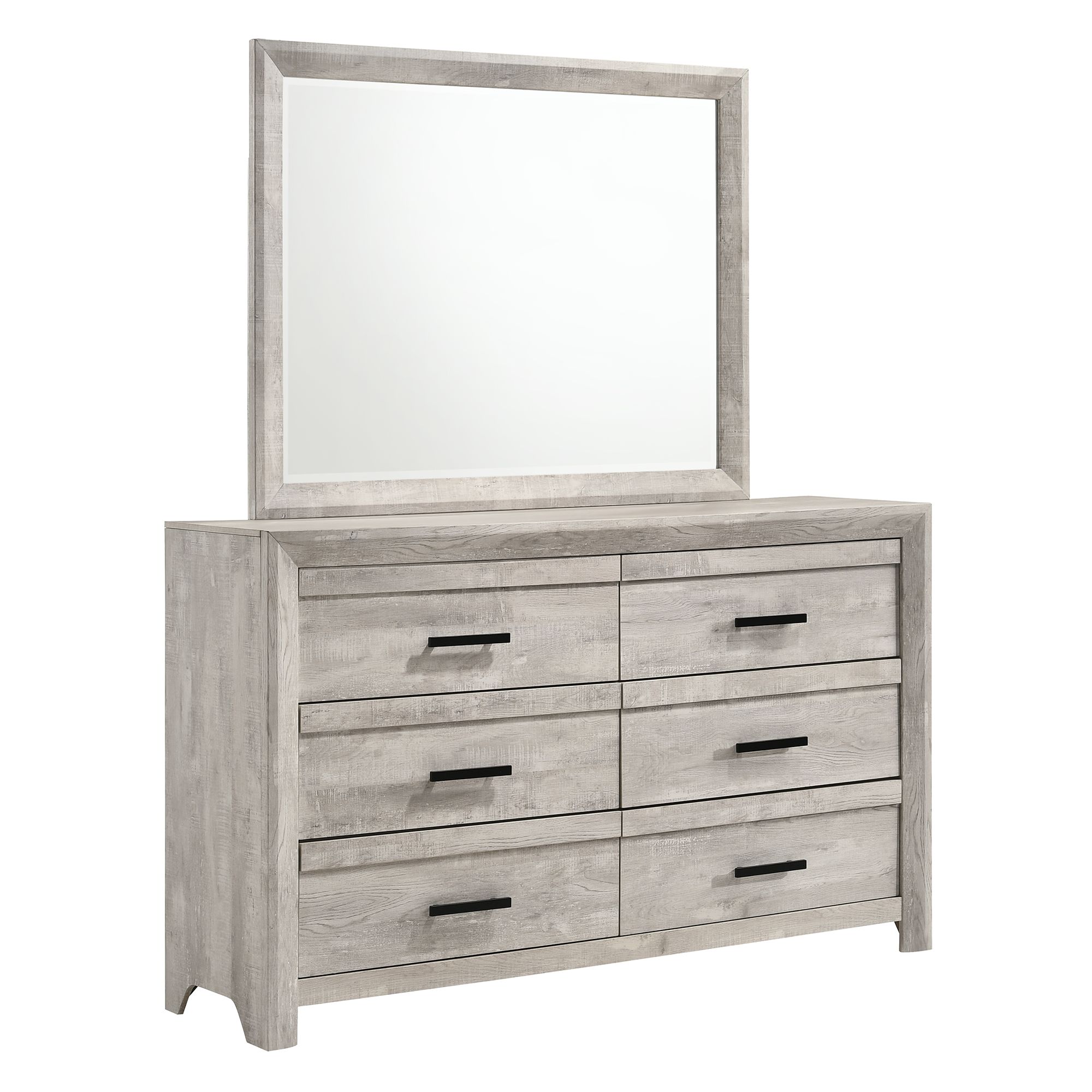 Keely Ash White Chevron Panel 5-Piece Bedroom Set