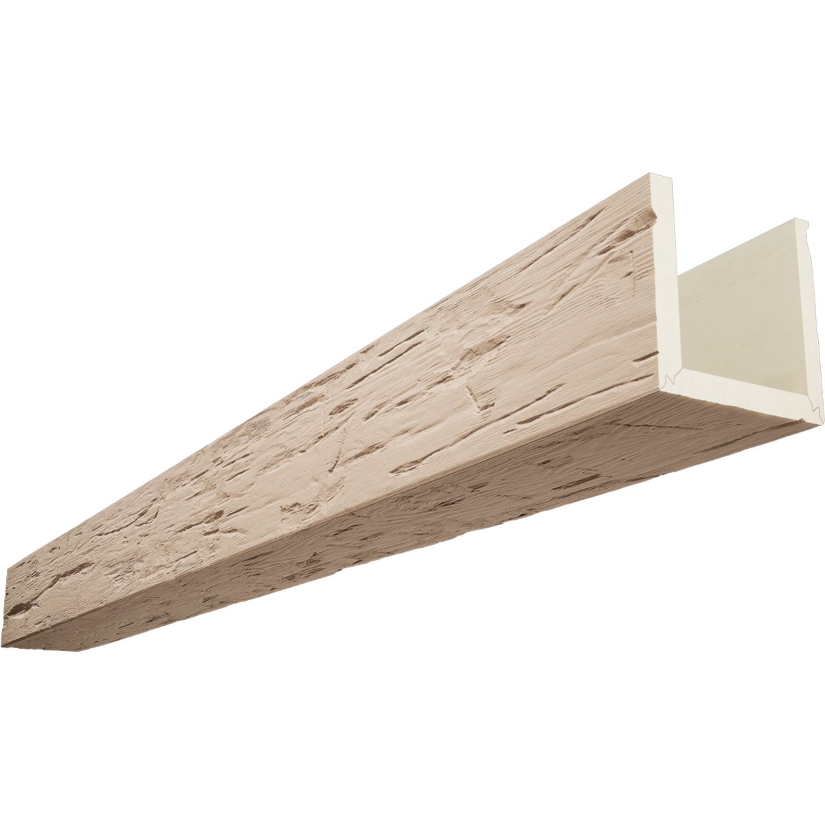 Ekena Millwork BMHH3C0080X040X120UN 1-in x 8-in x 10-ft Factory Prepped Unfinished Urethane U-Shaped Decorative Beam