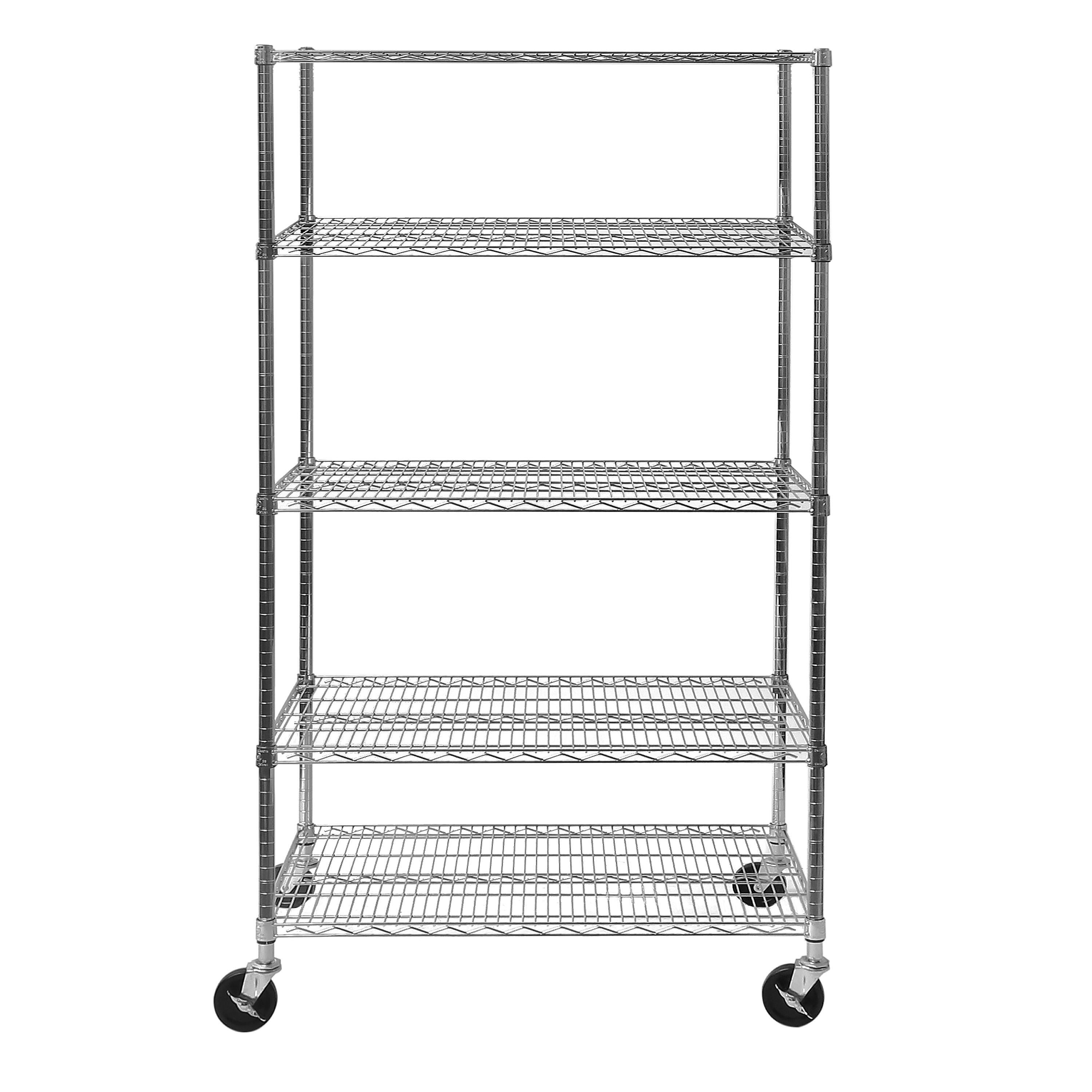 Seville Classics Steel Heavy Duty 7-Tier Utility Shelving Unit (48-in W x  14-in D x 52.5-in H), Chrome in the Freestanding Shelving Units department  at