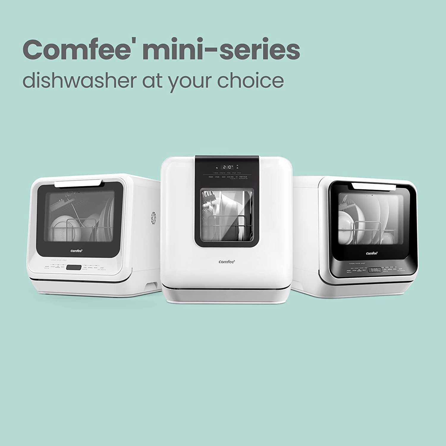Comfee 16.5-in Portable Countertop Dishwasher (White), 62-dBA in