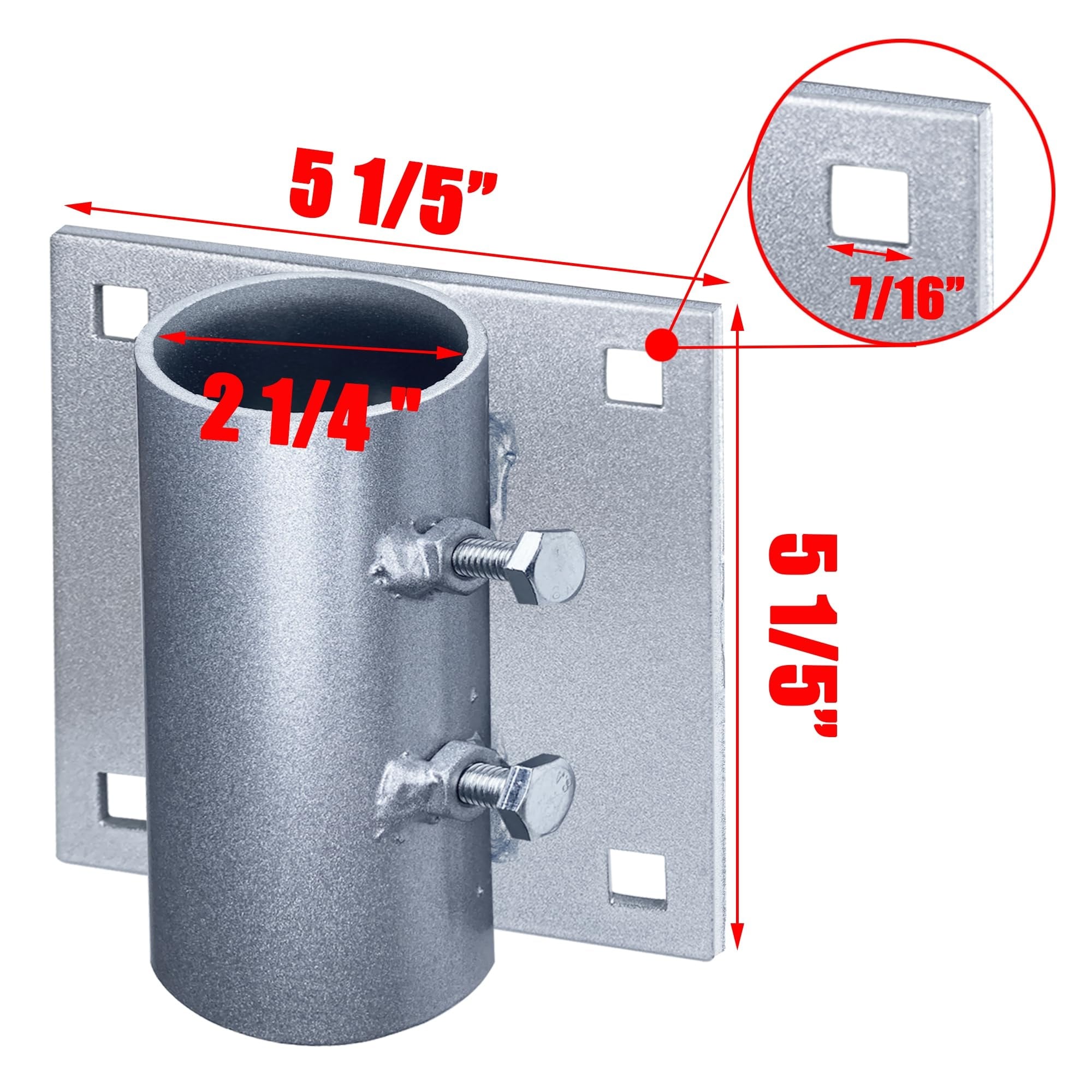 Etokfoks  Heavy Duty Stationary Side Leg Pipe Holder for Boat Dock Galvanized Metal 2 1 4 in Pipe ID
