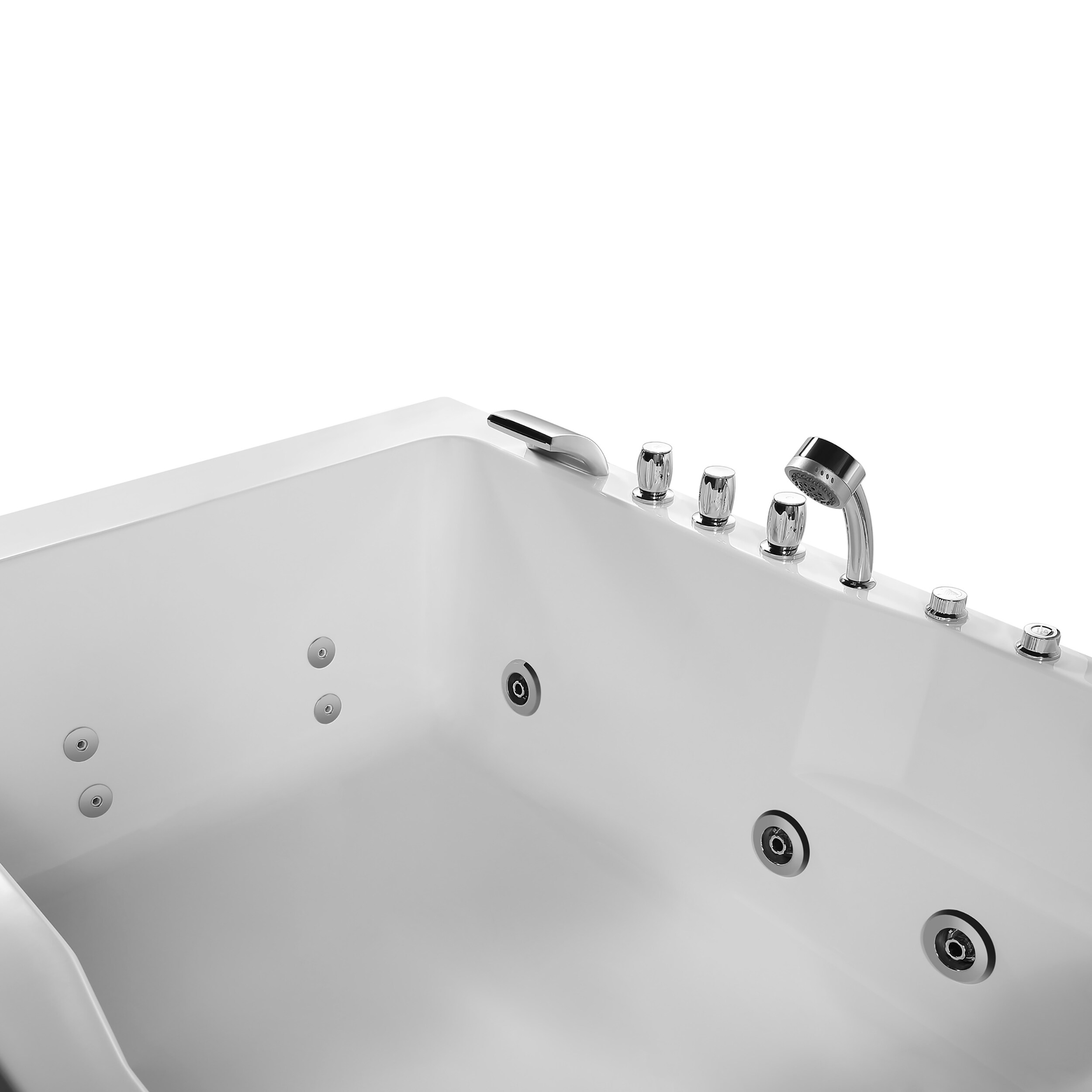 Empava 71 in. Center Drain Acrylic Freestanding Flatbottom Whirlpool Bathtub in White with Faucet - Water Jets