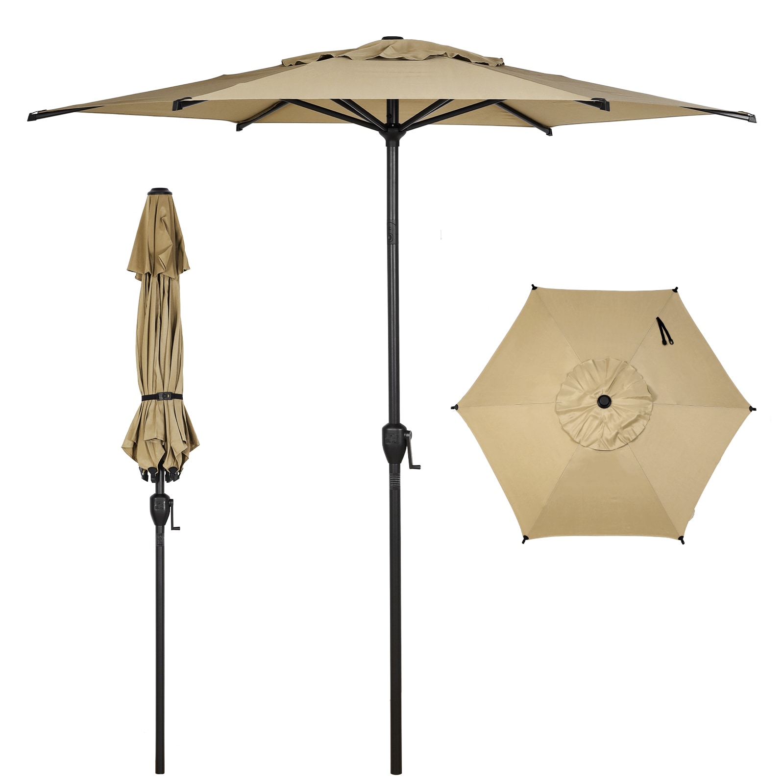 Abba Patio USABPU0100136 7.5-ft Steel Brown Push-button Tilt Market Patio Umbrella
