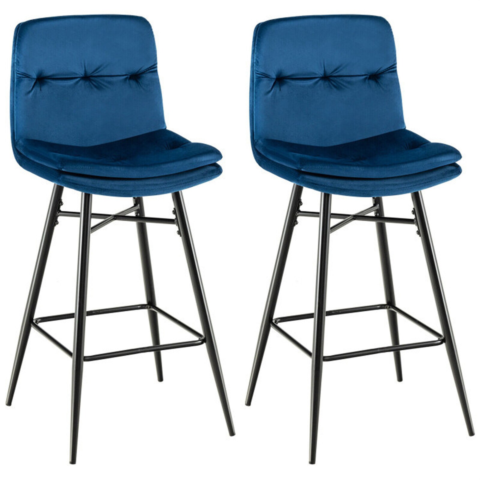 BESTCOSTY D0102LJWH219NW-ZY Blue 28.5-Inches H Bar height Square seat Upholstered Metal Bar Stool