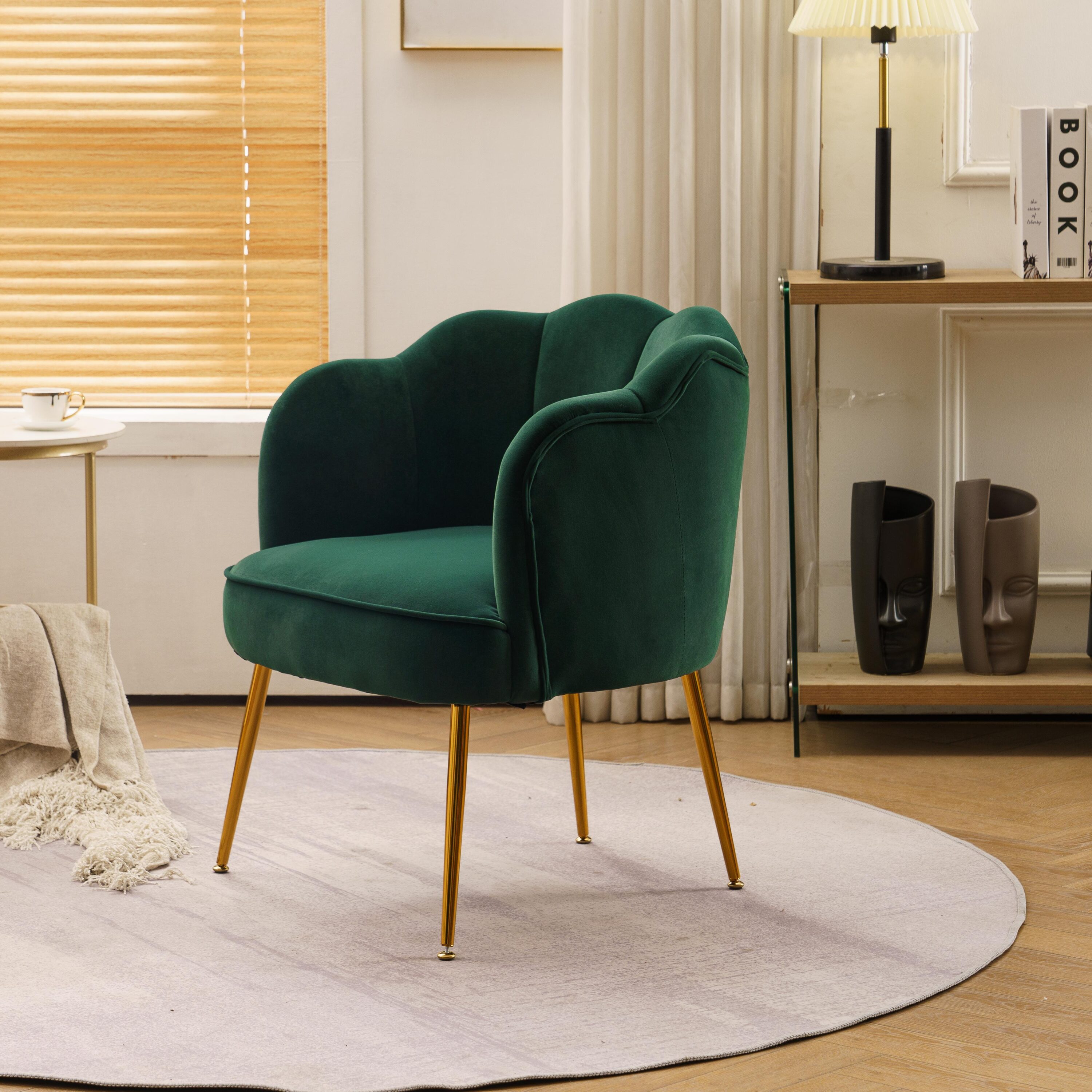 Constance Office Chair, Green Velvet & Chrome