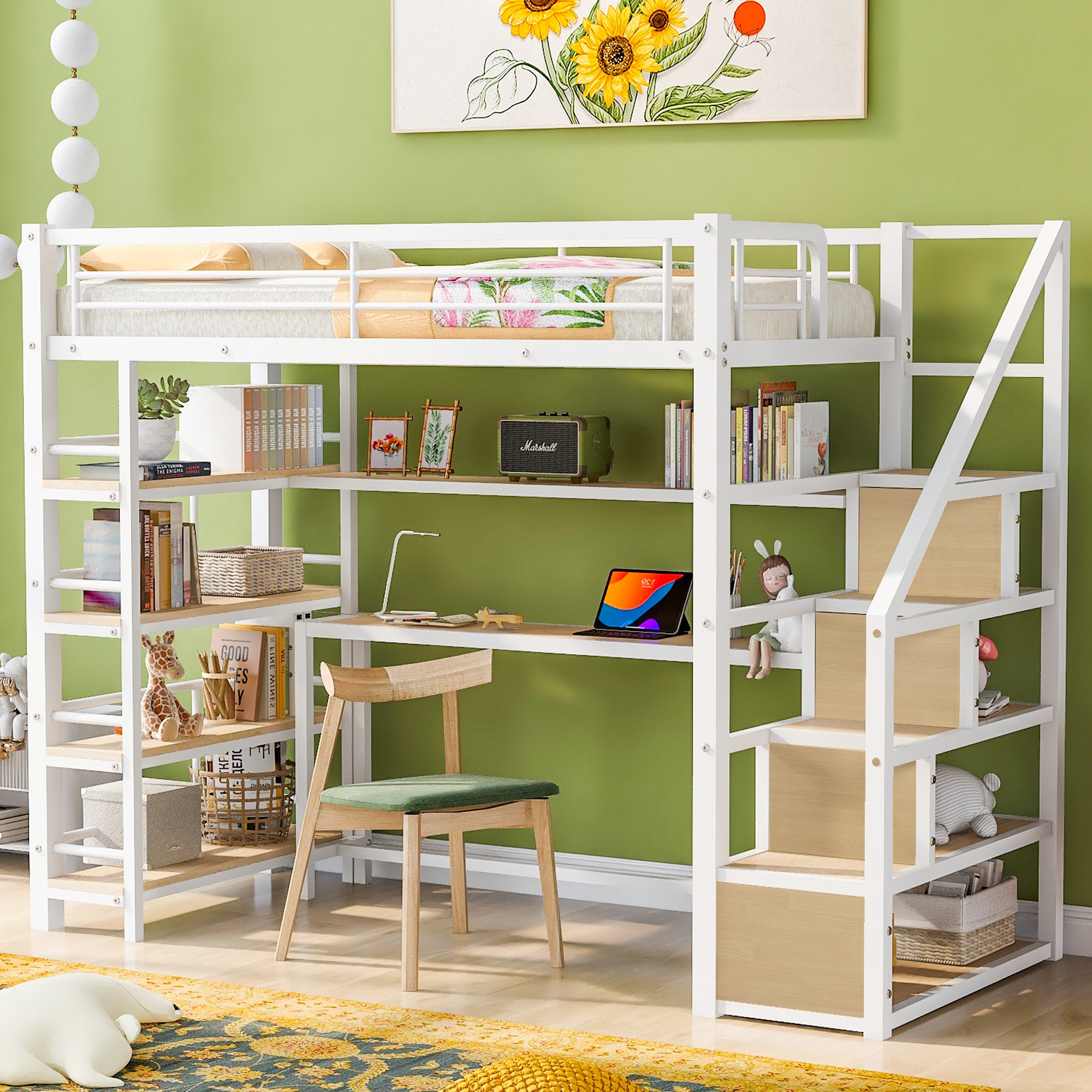 Yiekholo LL-1467AAK White Twin loft Bunk Bed