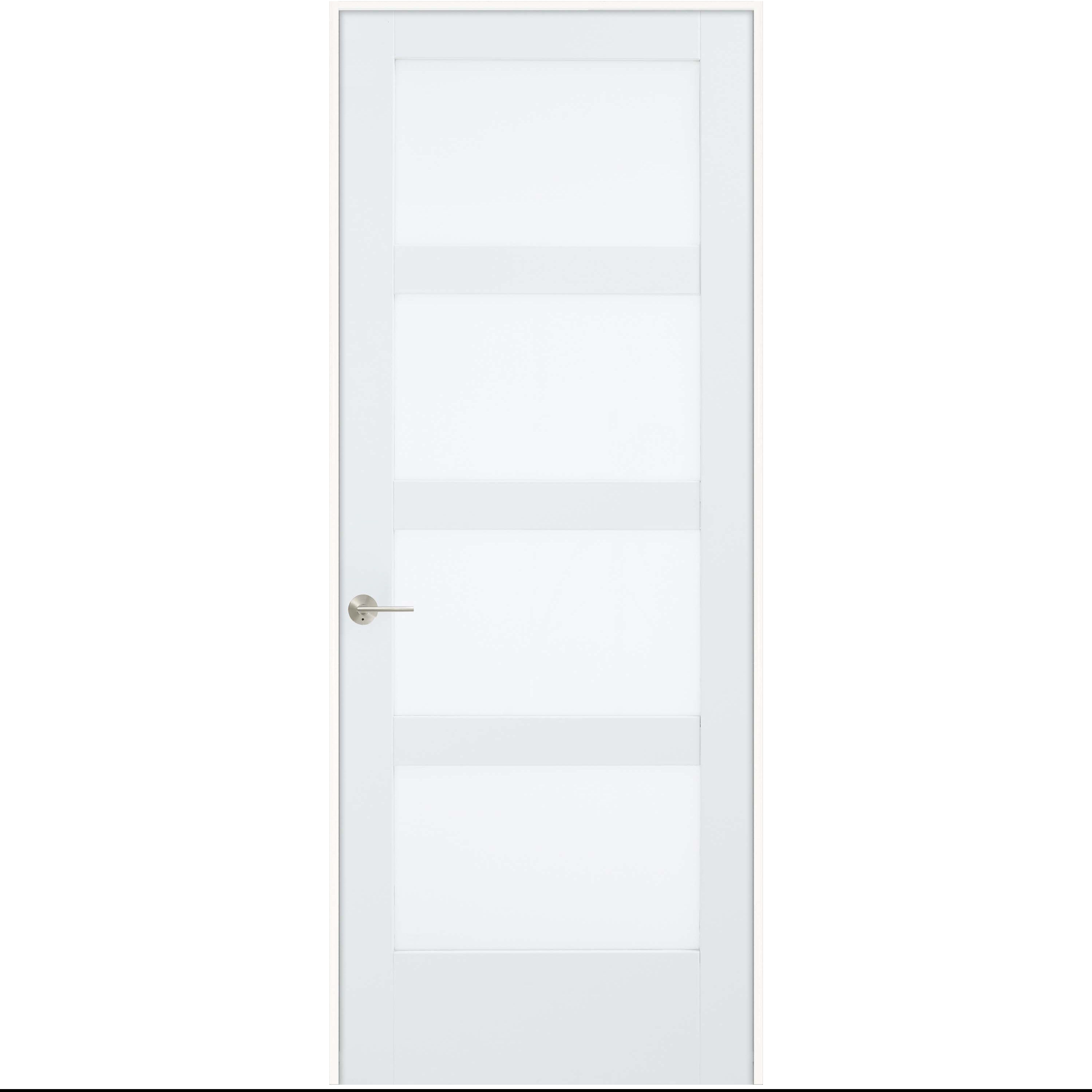 JELD-WEN LOWOLJW240000137 32-in x 80-in Primed Solid core Frosted glass Right hand Smooth Primed MDF Flat Jamb Single Prehung Interior Door