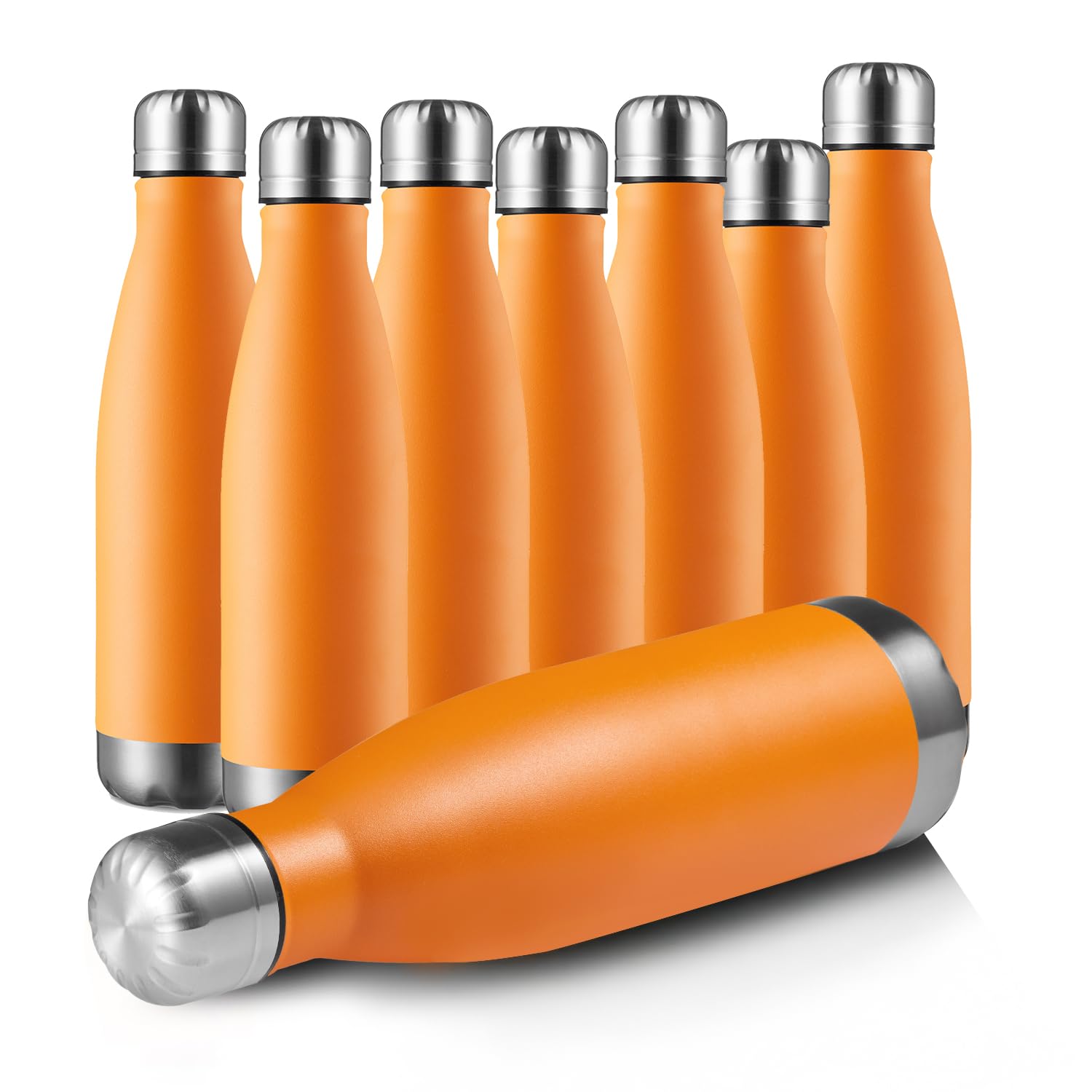 Aoibox  17 oz Vacuum Insulated Stainless Steel Double Wall Cola Shape Sport Water Bottle in Orange 8 Pack