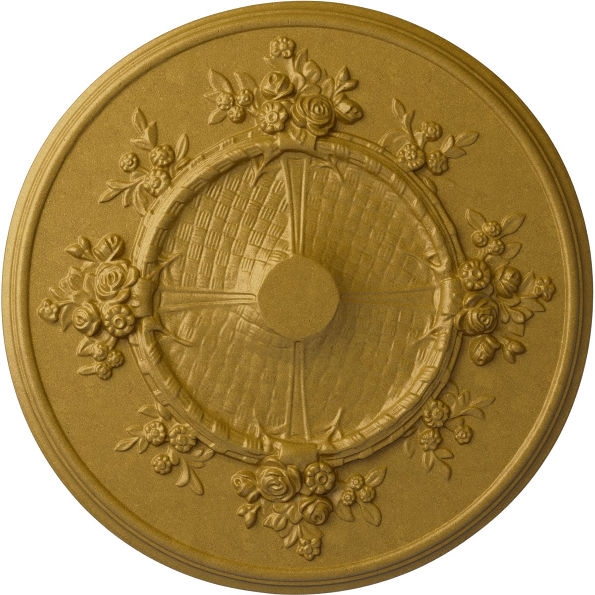 Ekena Millwork CM27FLPGS Flower 27-in W x 27-in L Painted Pharaohs Gold Polyurethane Whole Ceiling Medallion