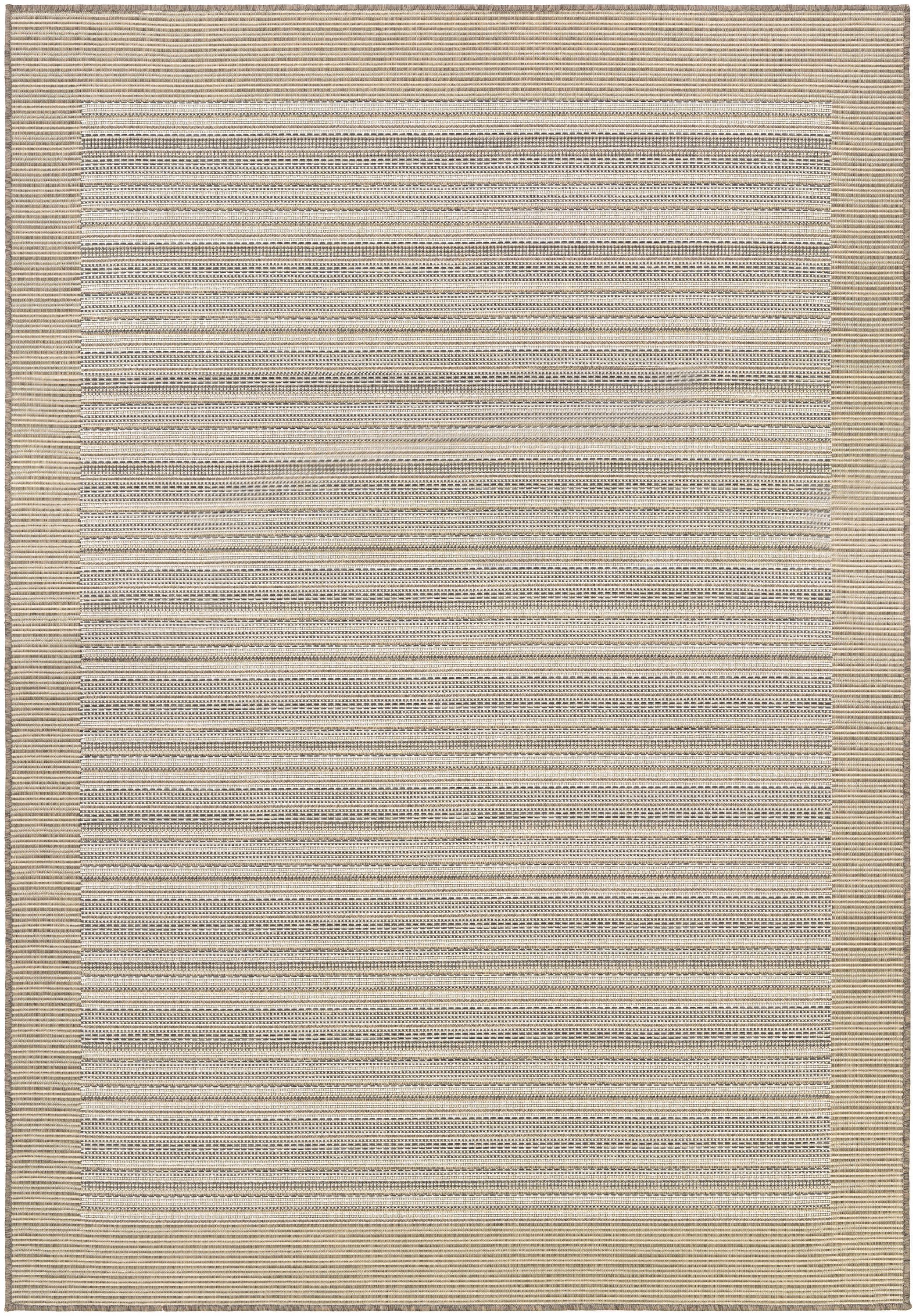 Ivory Stripe Easy-Care Synthetic 6' x 9' Outdoor Rug