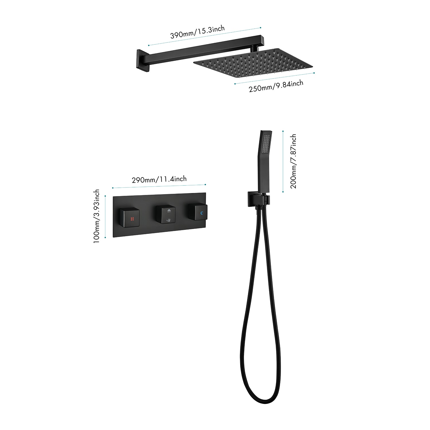 LUCKY ONE LO-SB50910MB3P Showerhead-Bar-Panels - View #9