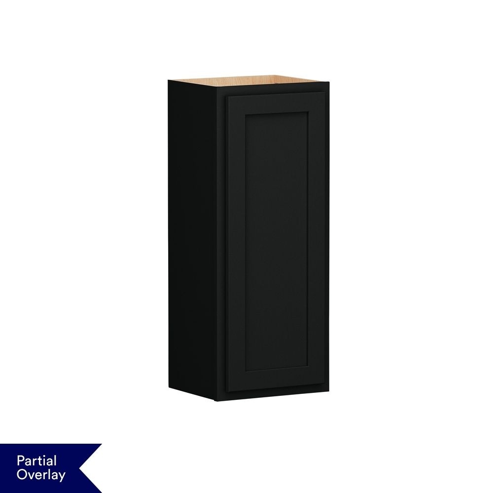 Shenandoah Breckenridge POL 15-in W x 36-in H x 12-in D Black Painted Wall Fully Assembled Cabinet Recessed Panel Shaker