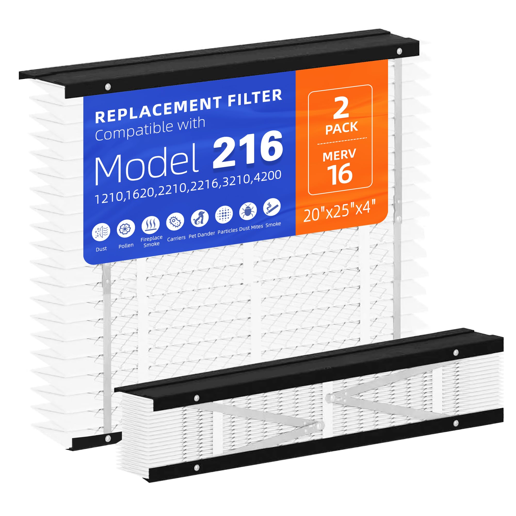 Oyezvary  Replacement Air Filter Pack for Whole House Air Purifiers Model 216 Fits 20 by 25 by 4 Furnace Filters MERV 16 Rating