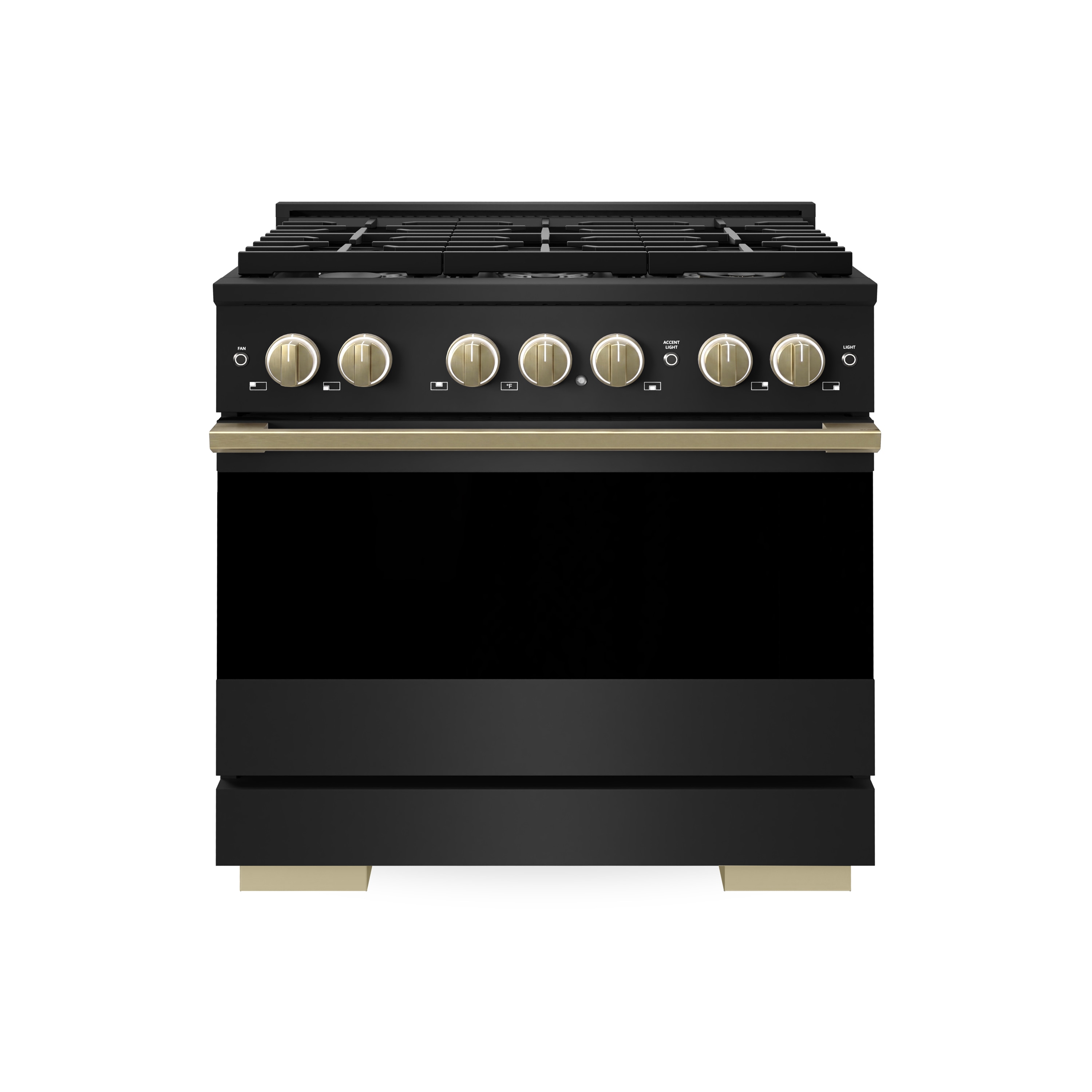 ZLINE KITCHEN & BATH Marino Collection 36-in 6 burners 5.2-cu ft Convection Oven Freestanding Natural Gas Range ( Black Stainless Steel with Champagne Bronze Accents ) #MGRBZ-36-CB