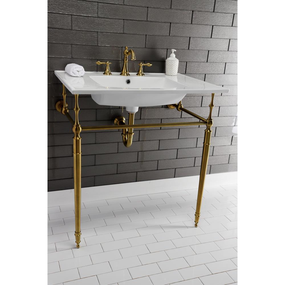 Kingston Brass Edwardian Brushed Brass Stainless Steel Wall-mount Console  Sink Base (28-in x 18.94-in x 33-in) at