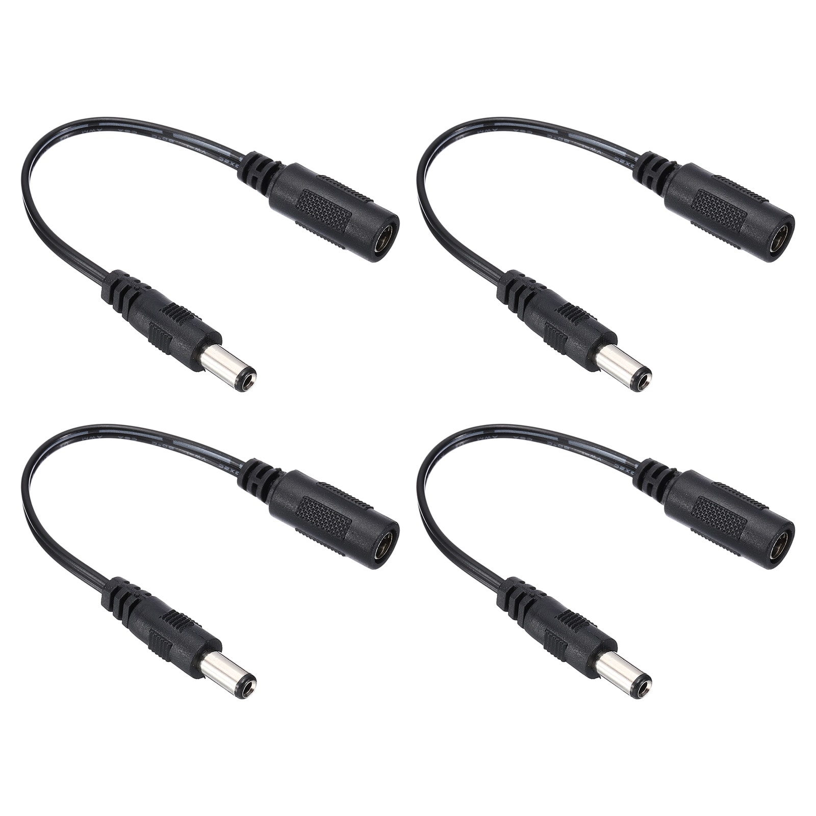 PATIKIL 0.6Ft DC 5.5x2.1mm Female to DC 5.5x2.5mm Male Power Cable 4pcs Wire Adapter Connector Charging Cord for Light Fans Speaker Table Lamp Black