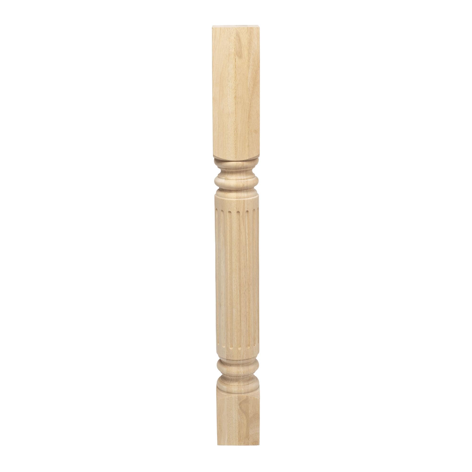 Elegant 35" Unfinished Solid Hardwood Fluted Kitchen Island Support Leg