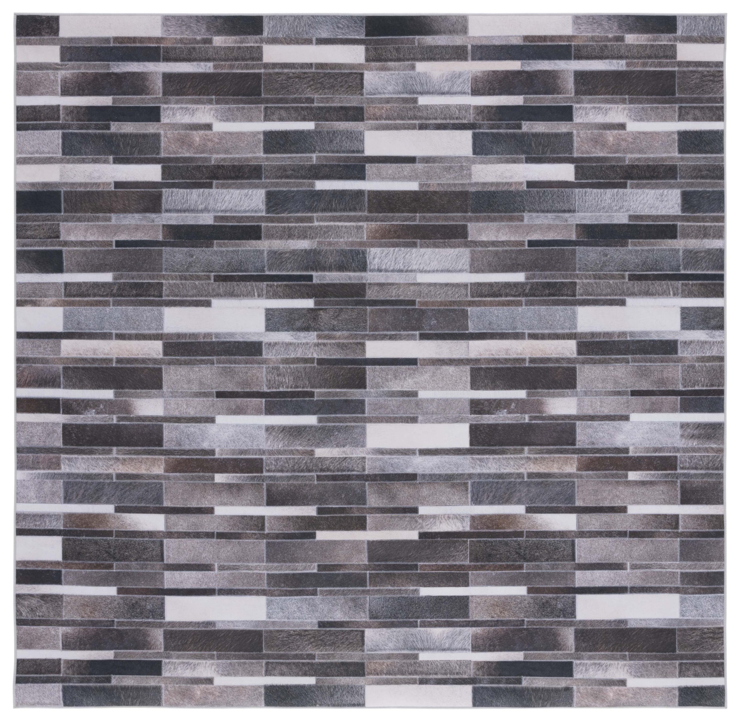 Faux Hide 542A Ivory Grey Machine Washable And Slip Resistant 6in x 6in Rug