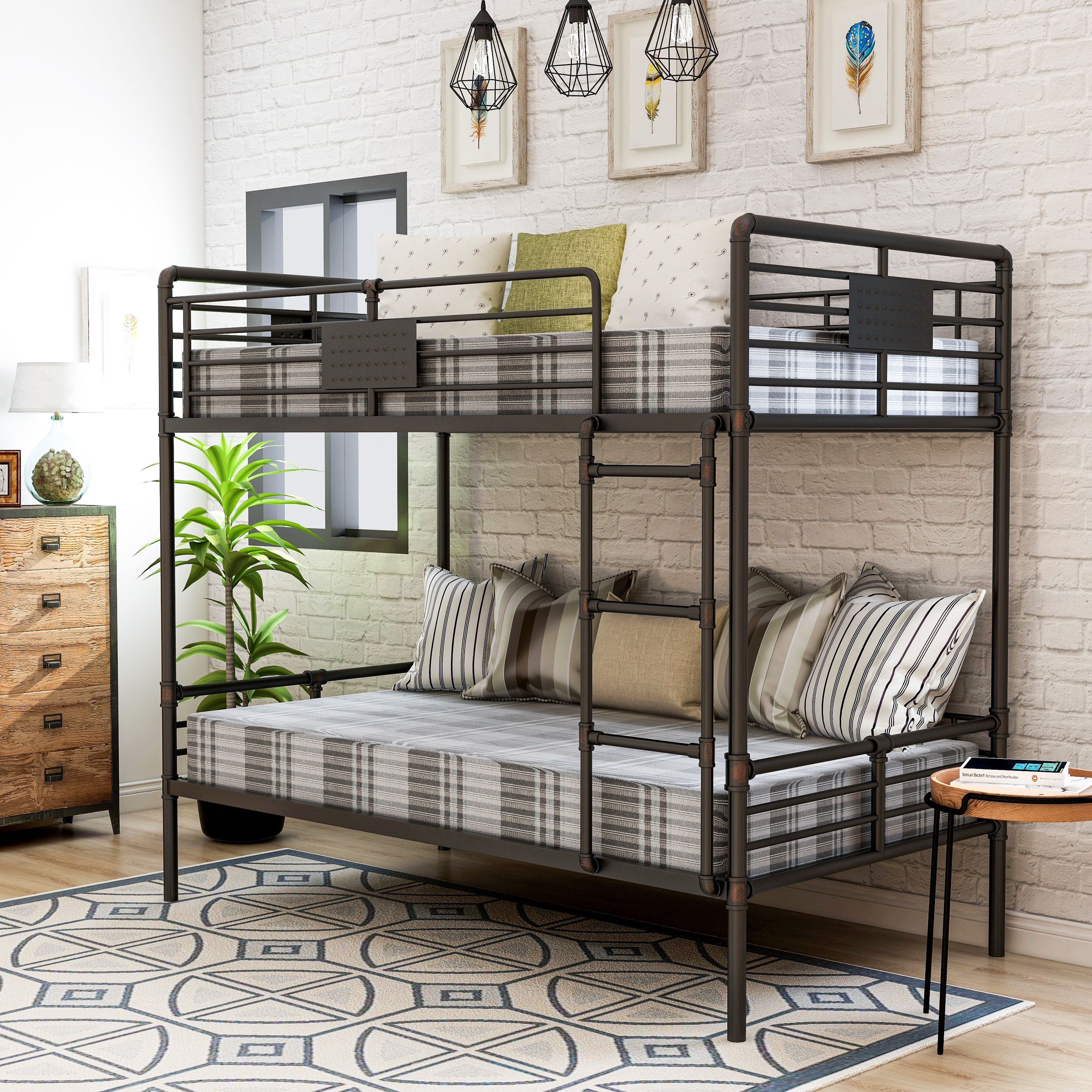 Furniture of America Gramsy Black Twin Over Queen Bunk Bed in the Bunk ...