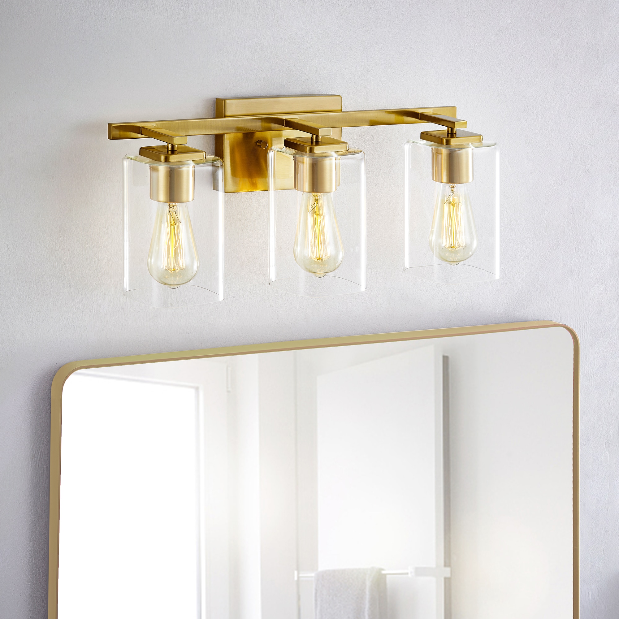KAWOTI 21218 20.75-in 3 -Light Gloss Gold Transitional Vanity light