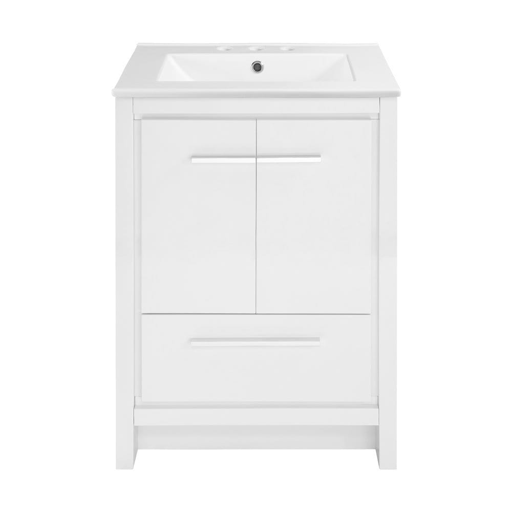 Swiss Madison - Virage 24 in White Bathroom Vanity With White 3Hole Ceramic Sink Top