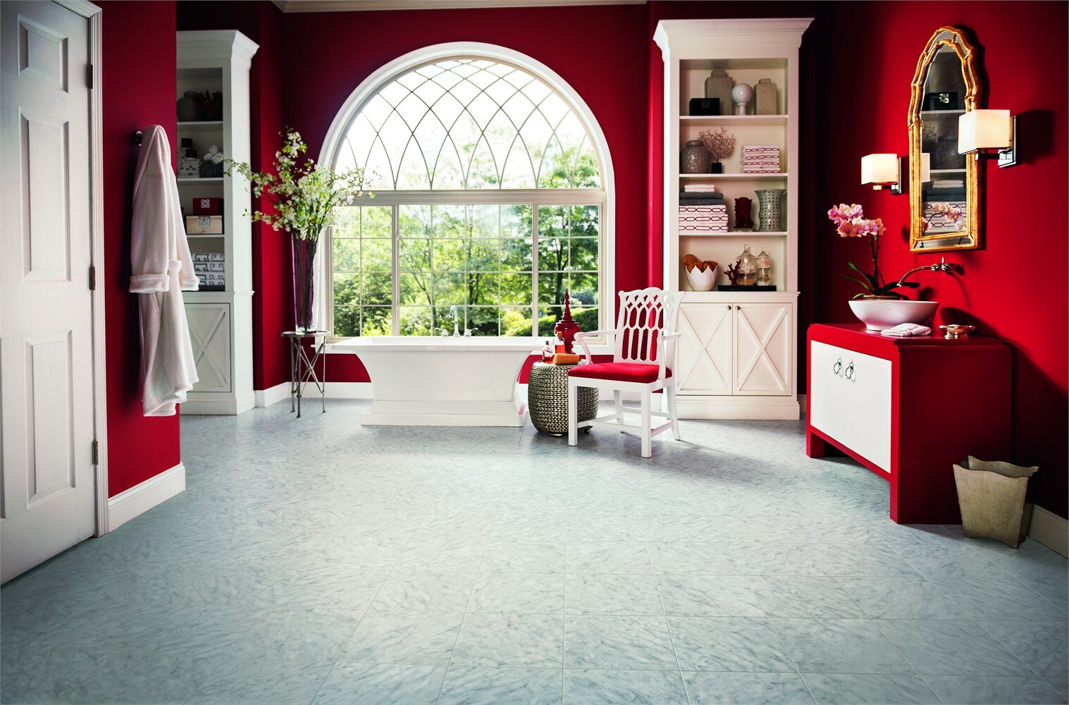 Armstrong Flooring Alterna 14-piece 16-in x 16-in Groutable Carrera Marble Gray Glue (Adhesive) Vinyl Tile
