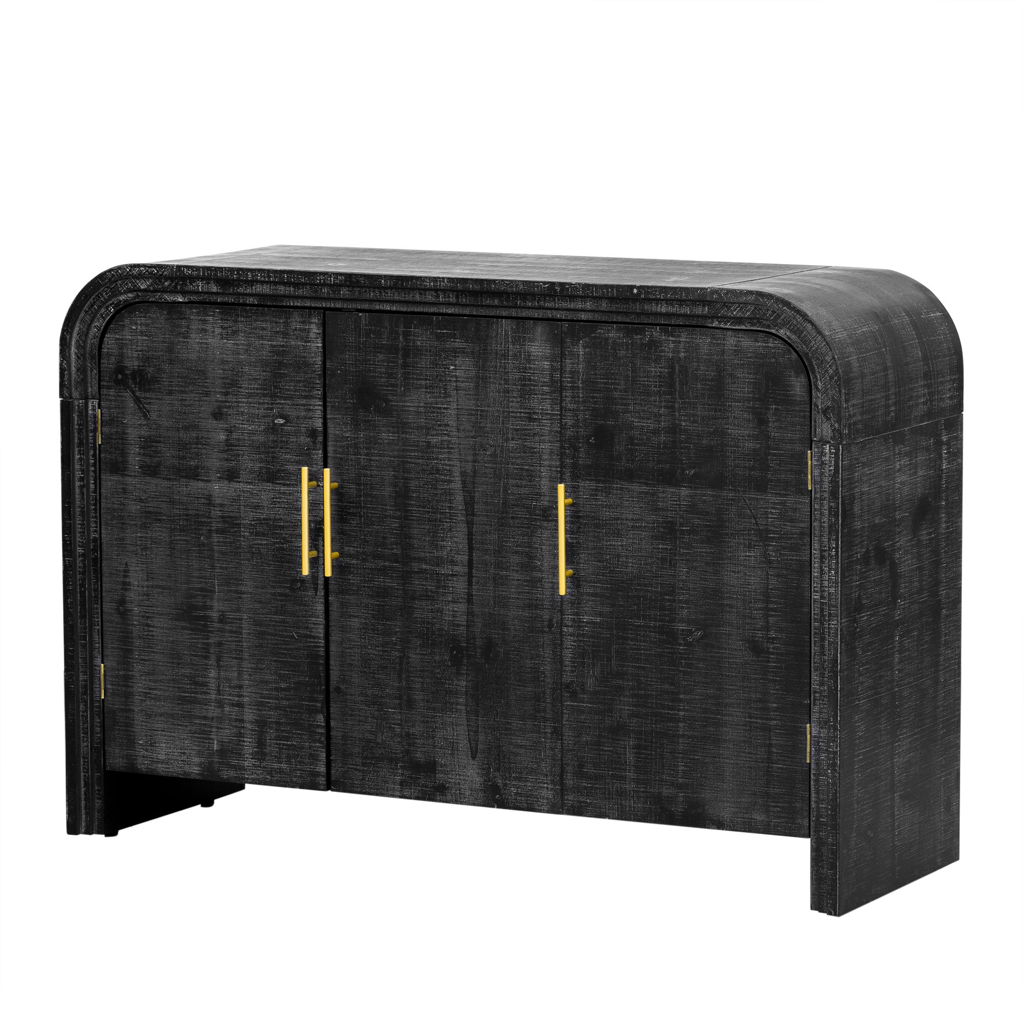 SINOFURN SYA330132BK Casual Black Reclaimed wood Sideboard