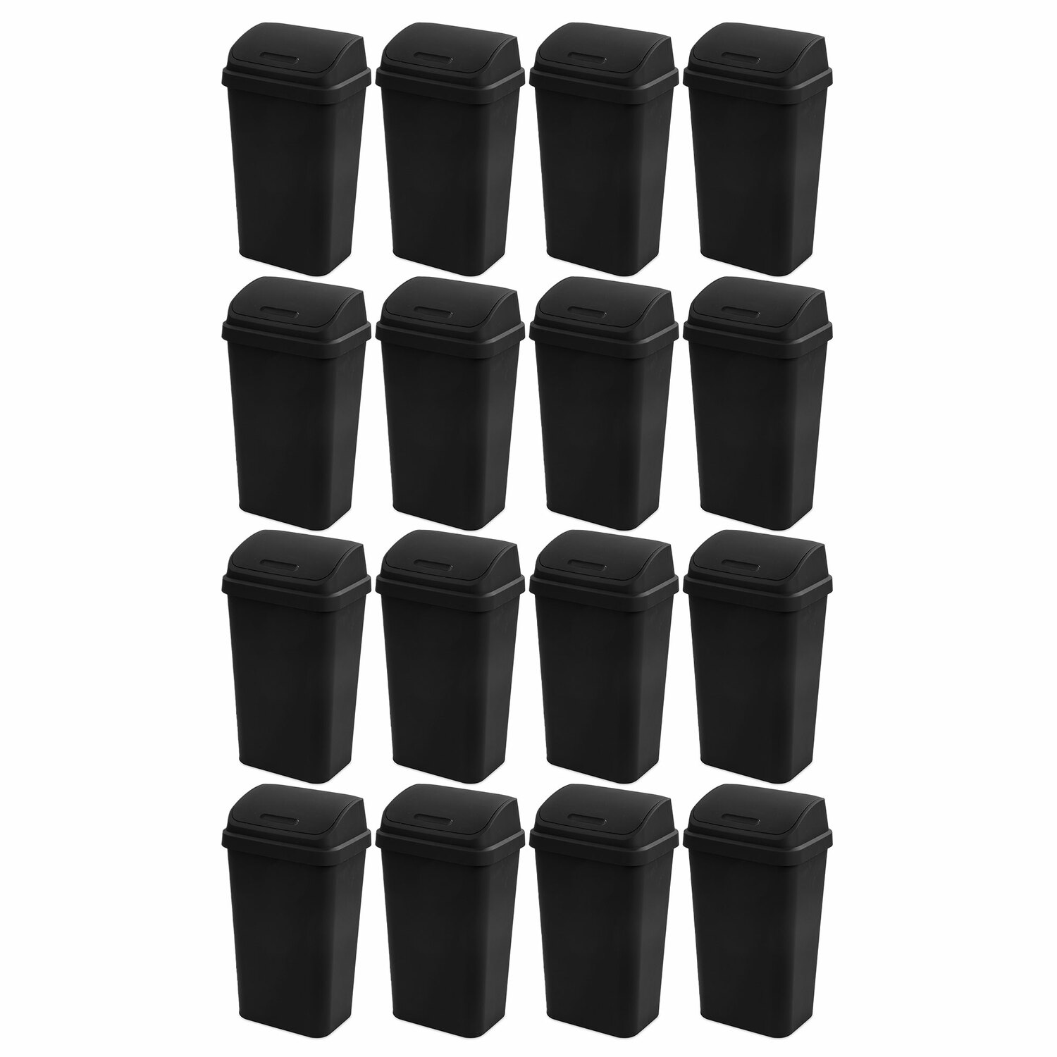 Sterilite 292794 13 Gallon Black Plastic Indoor Kitchen Swing/Push Lid Trash Can