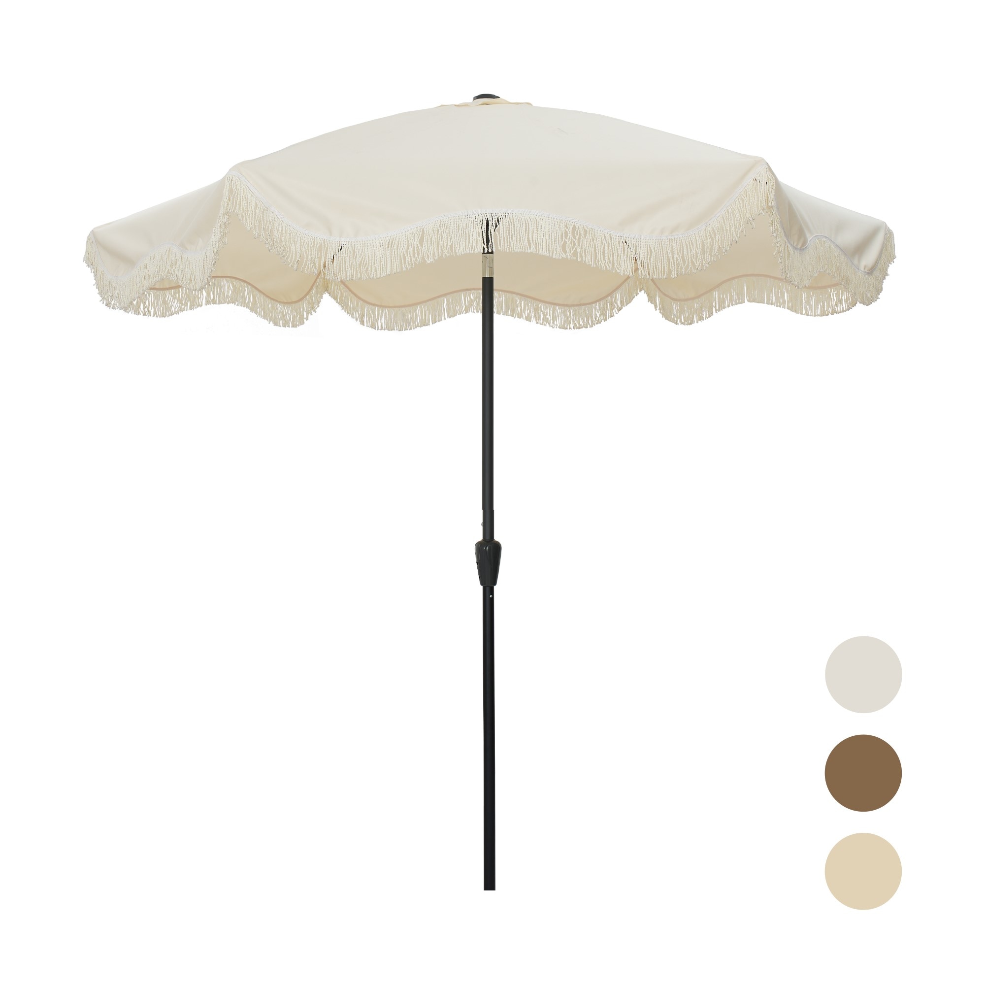 Mondawe MA-W1215145 9-ft Steel White Push-button Tilt Market Patio Umbrella