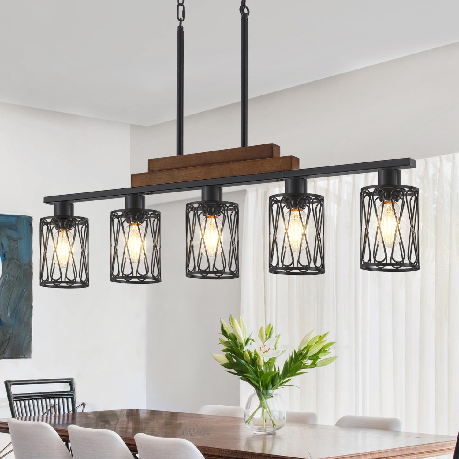 JVFCXXV 5 Light Dining Room Light Fixtures Over Table Farmhouse Kitchen ...