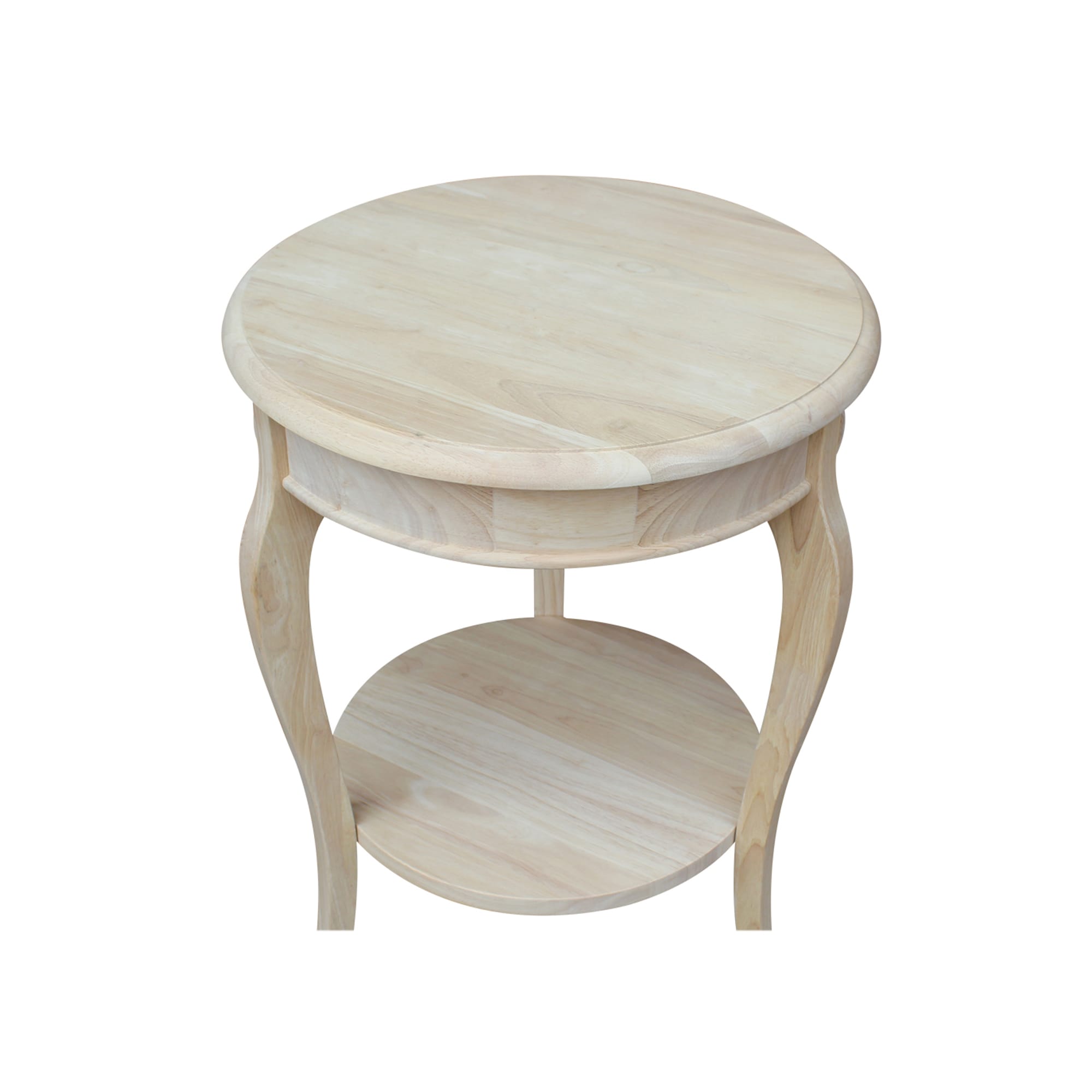 Cambria Classic Round Solid Parawood End Table in Unfinished Wood