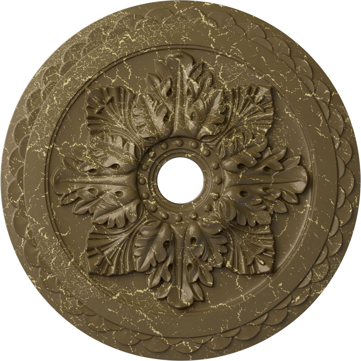 Ekena Millwork CM23BOMMC Bordeaux Deluxe 23.625-in W x 23.625-in L Painted Mississippi Mud Crackle Polyurethane Whole Ceiling Medallion