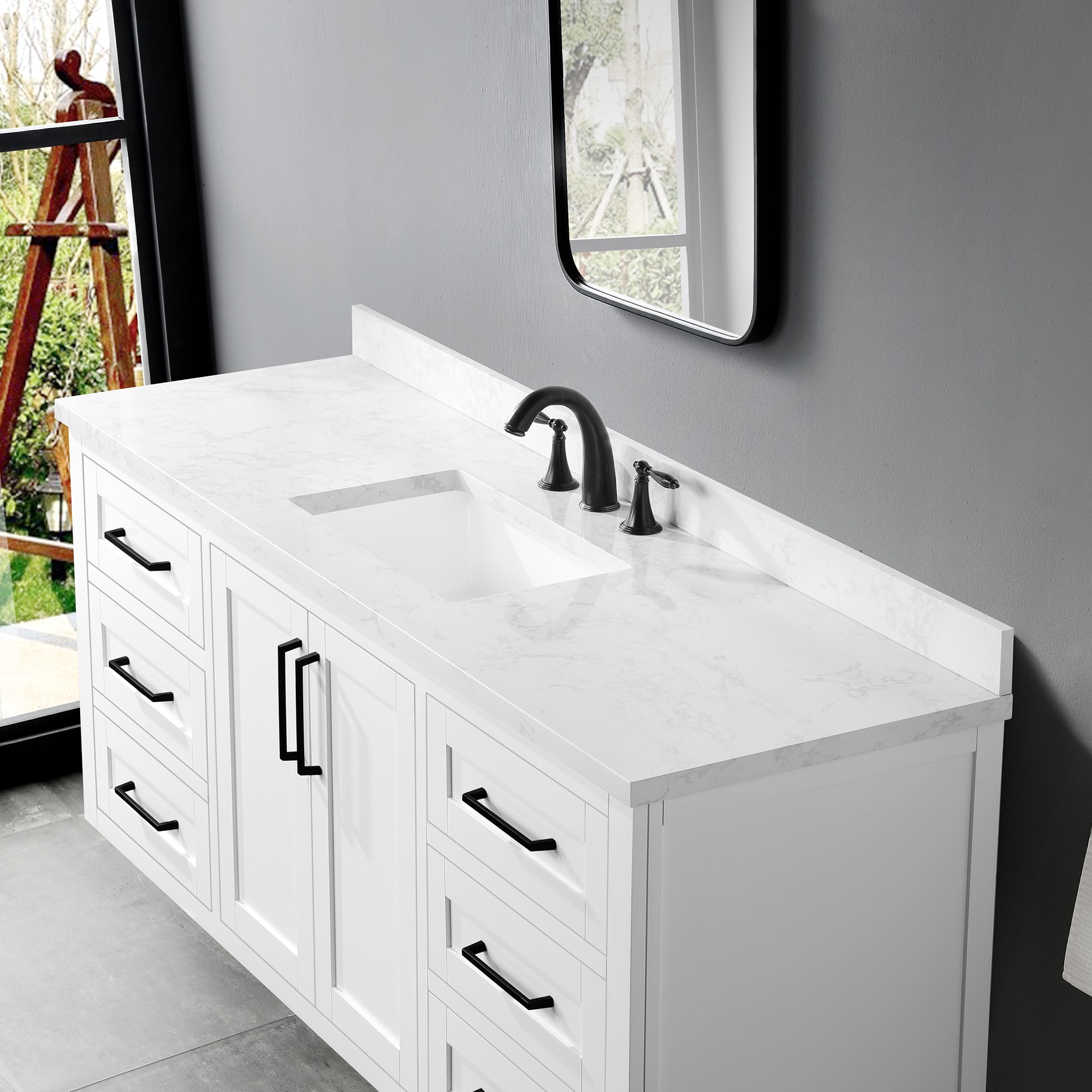 Modern 63 Floating Bathroom Vanity Set Wall Mounted Double Sink Vanit –  Decobuys