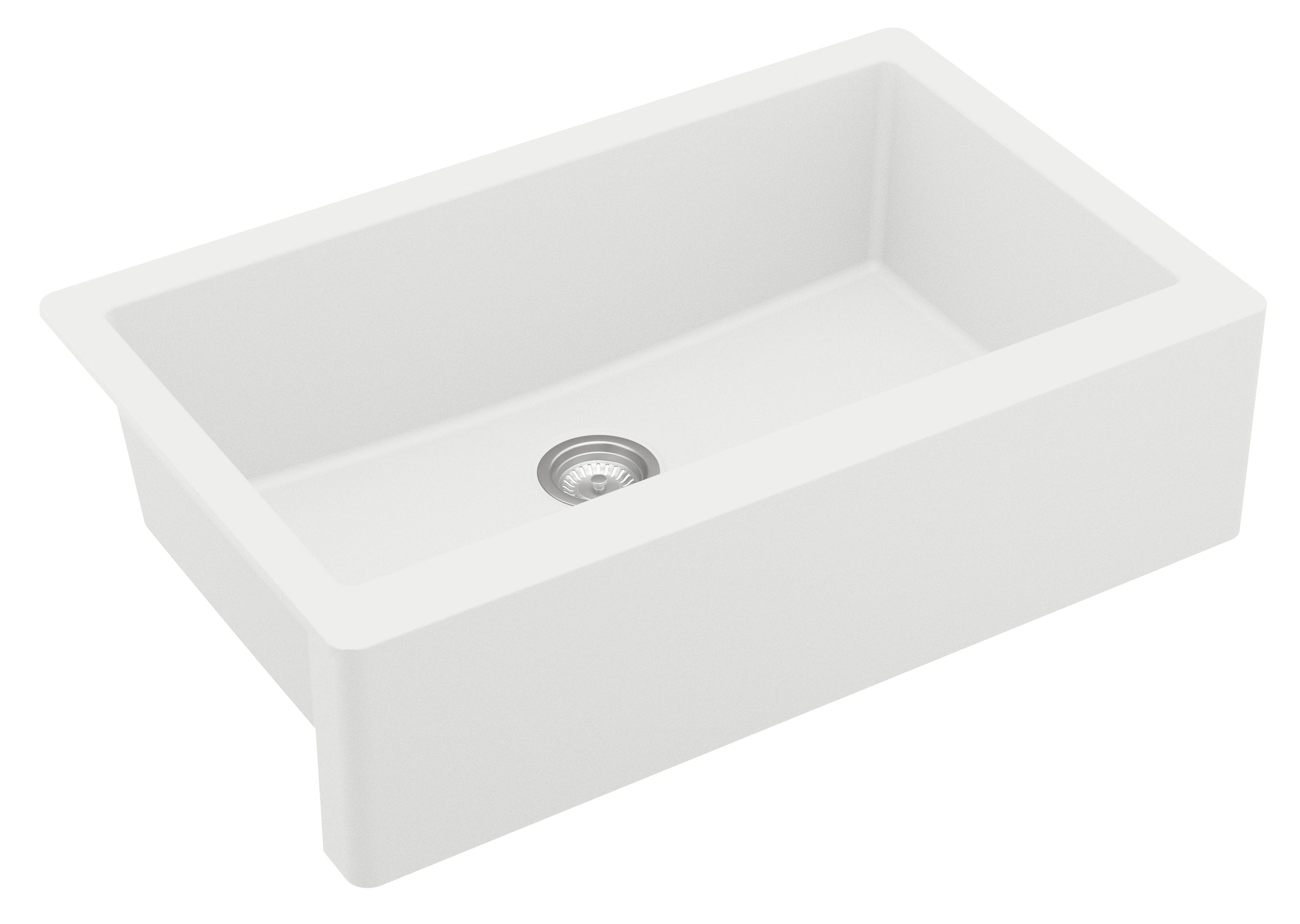 Karran Farmhouse Apron Front 34-in x 21.25-in White Quartz Single Bowl ...