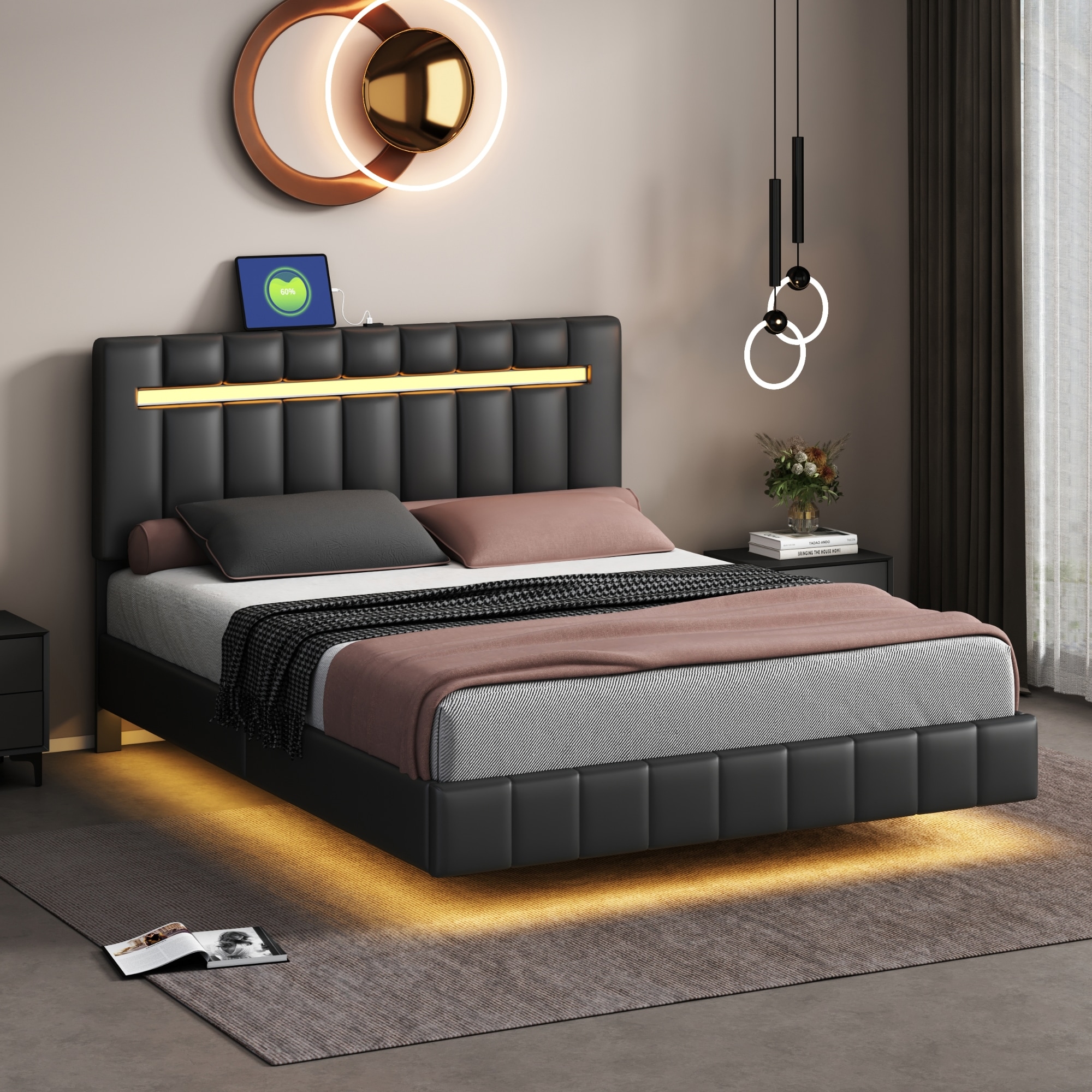 ModernLuxe L-WF309338AAB Black Queen Wood Platform Bed