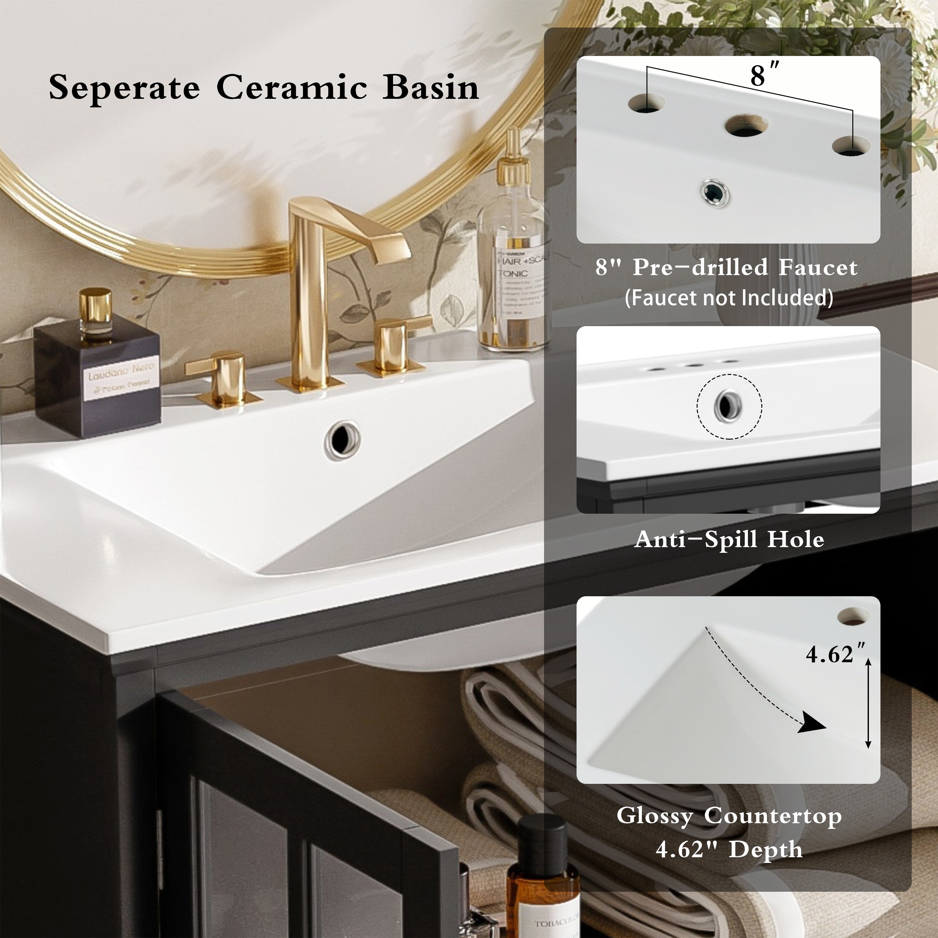 Aortzio HM-BA101-BLACK Bath-Vanity-Combo - View #8