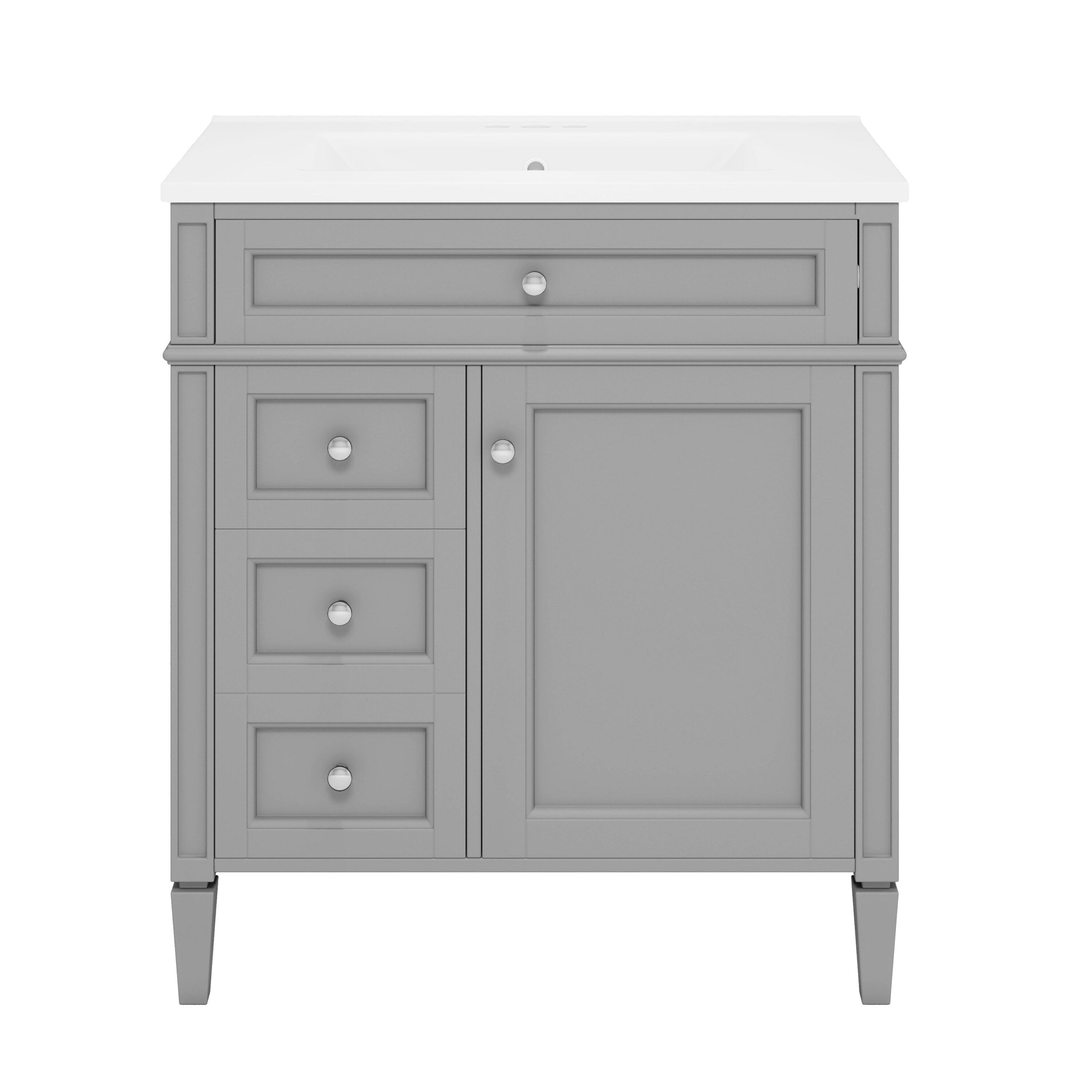 Siavonce FZ42622 30-in Gray Single Sink Bathroom Vanity with White Ceramic Top