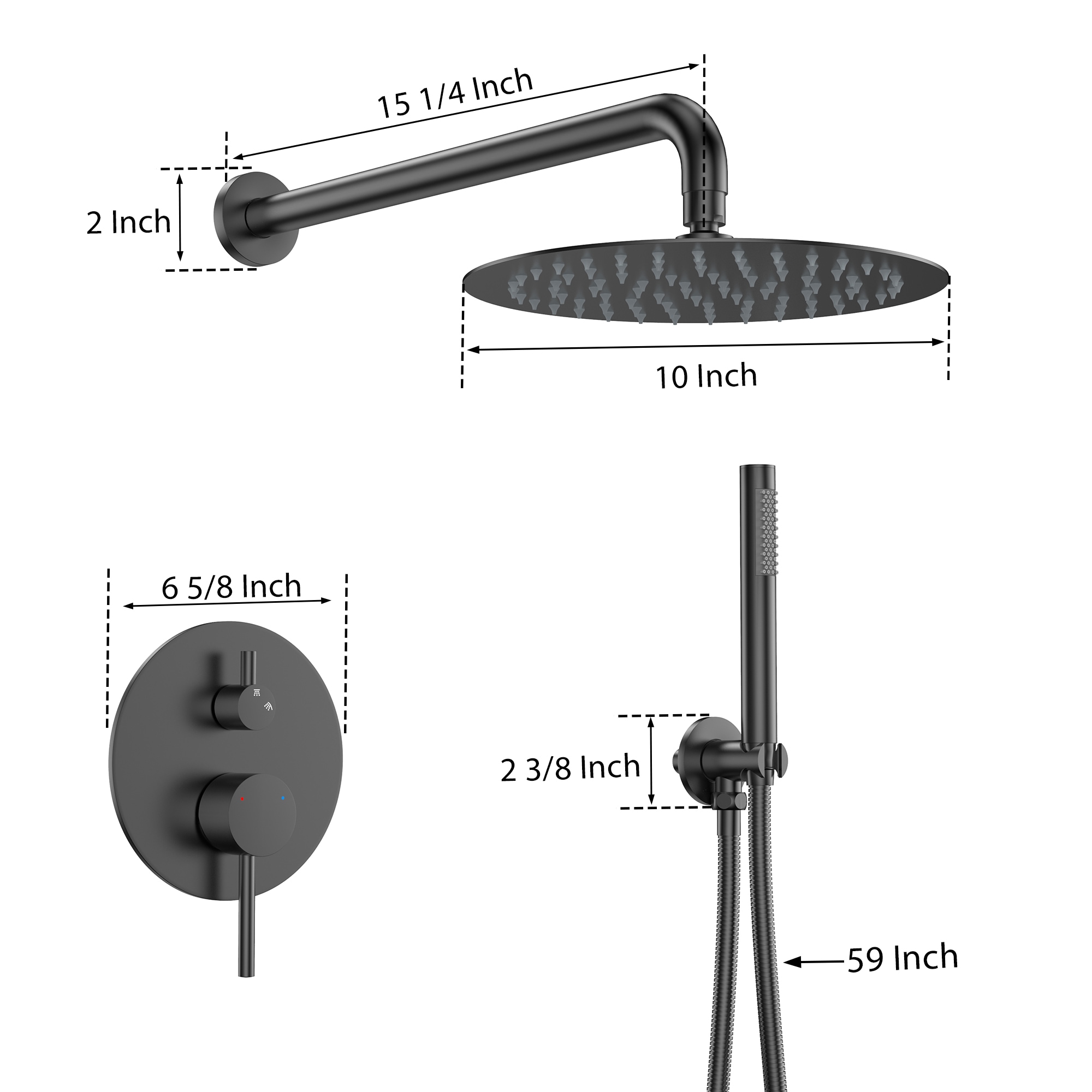 Iseryn FLBH003MB Showerhead-Bar-Panels - View #2