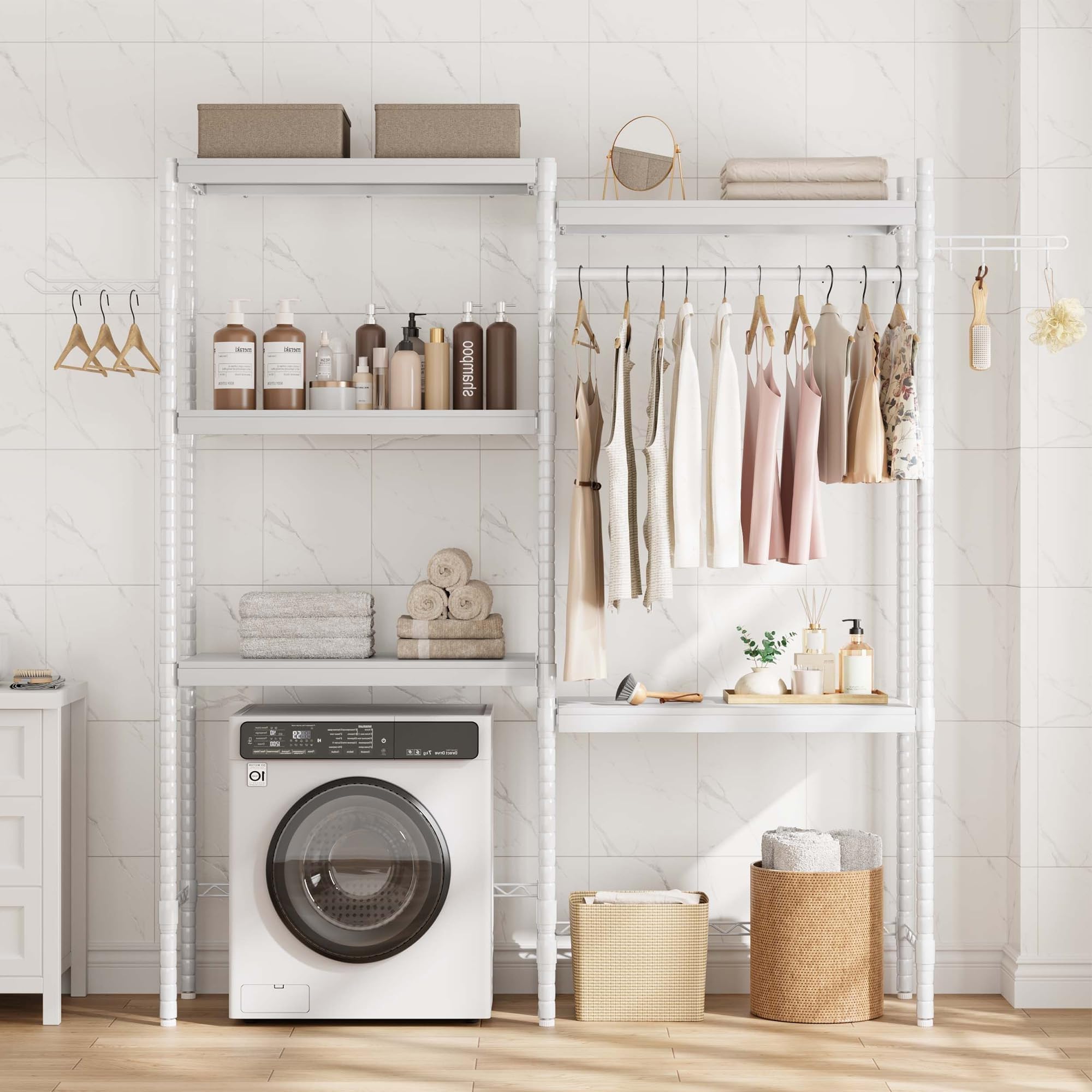 DEXSO 5 Tier Over Washer Dryer Storage Shelf White